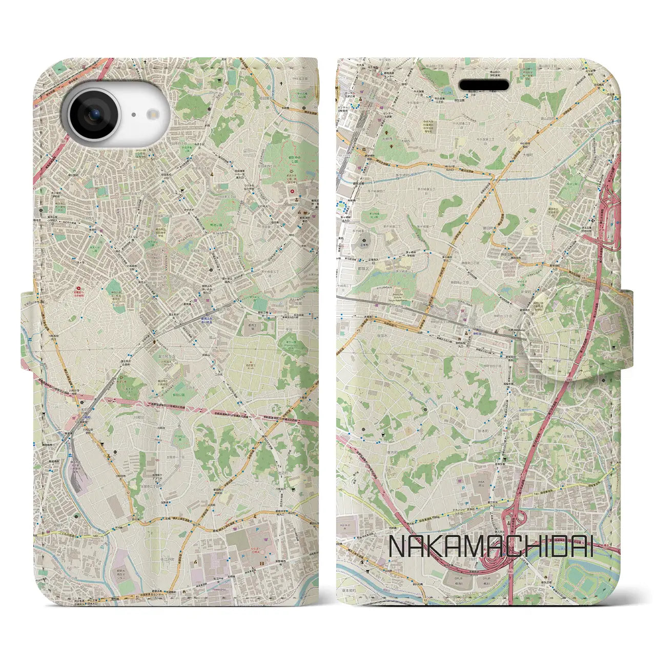 【仲町台(神奈川県)】地図柄iPhoneケース(手帳タイプ)