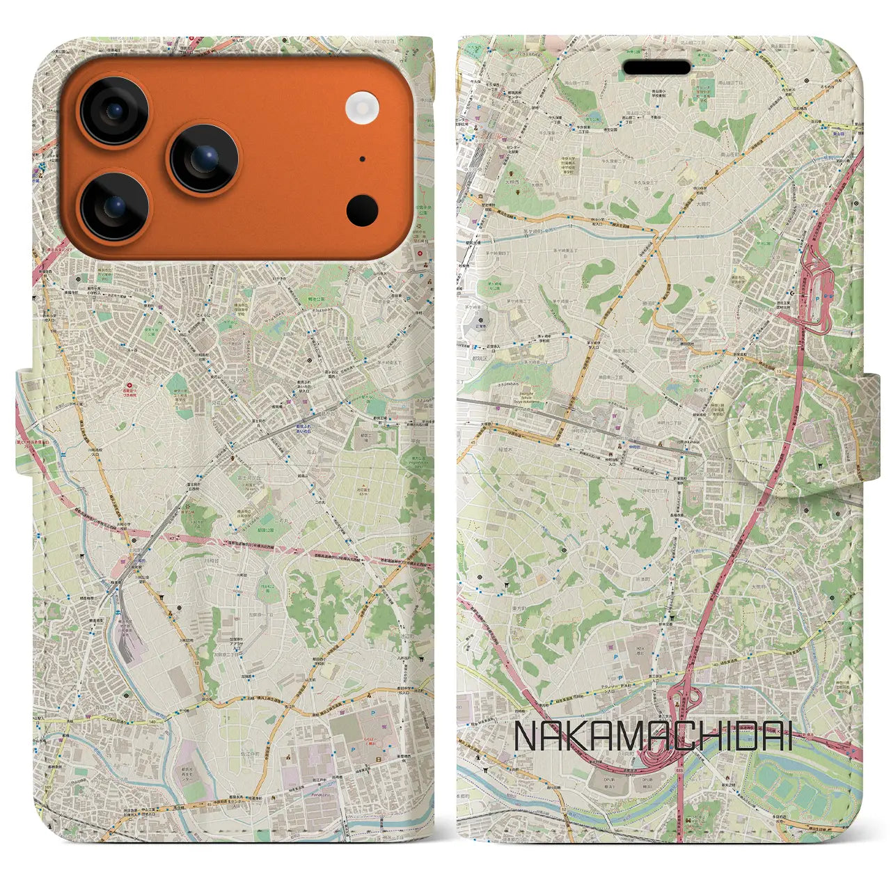 【仲町台(神奈川県)】地図柄iPhoneケース(手帳タイプ)