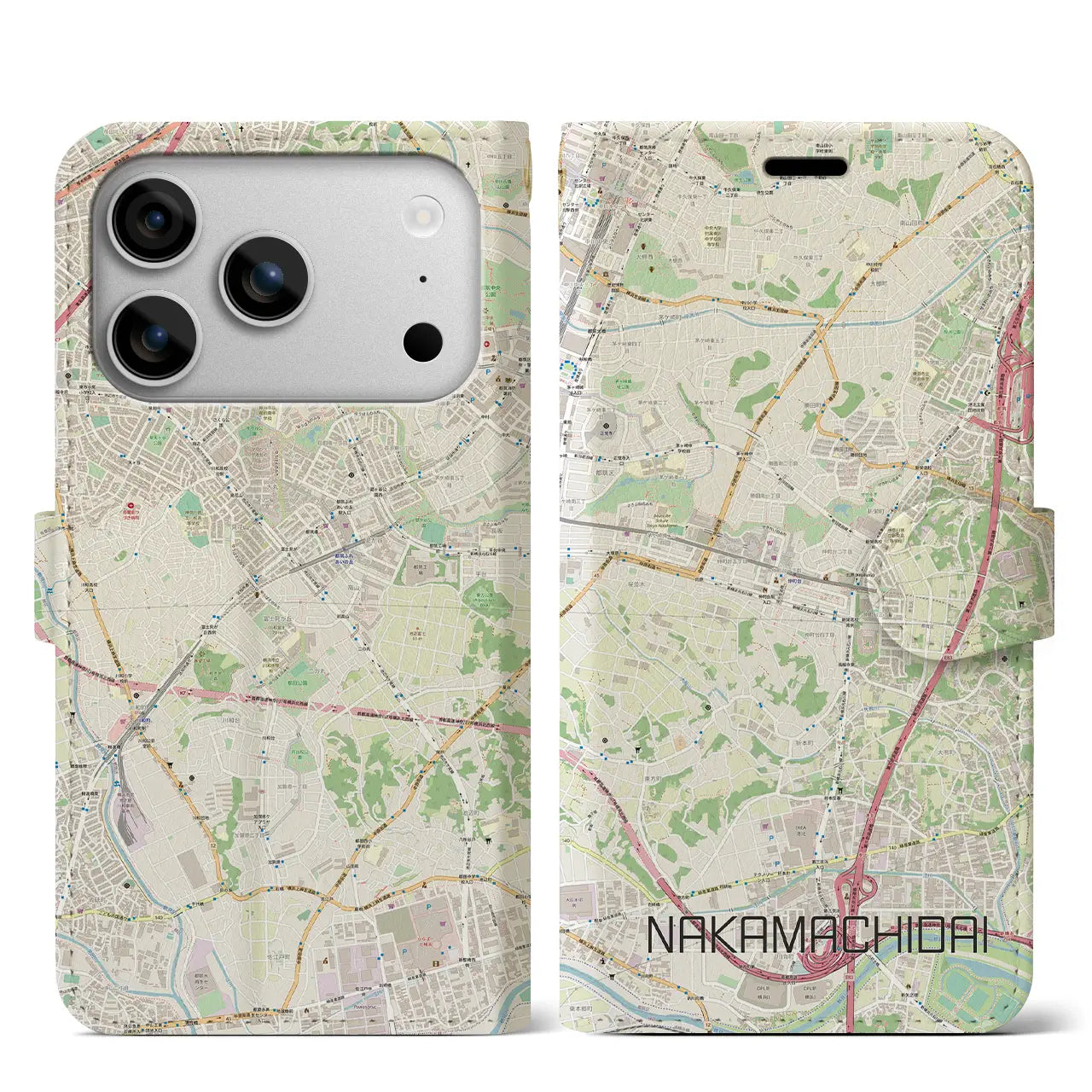 【仲町台(神奈川県)】地図柄iPhoneケース(手帳タイプ)