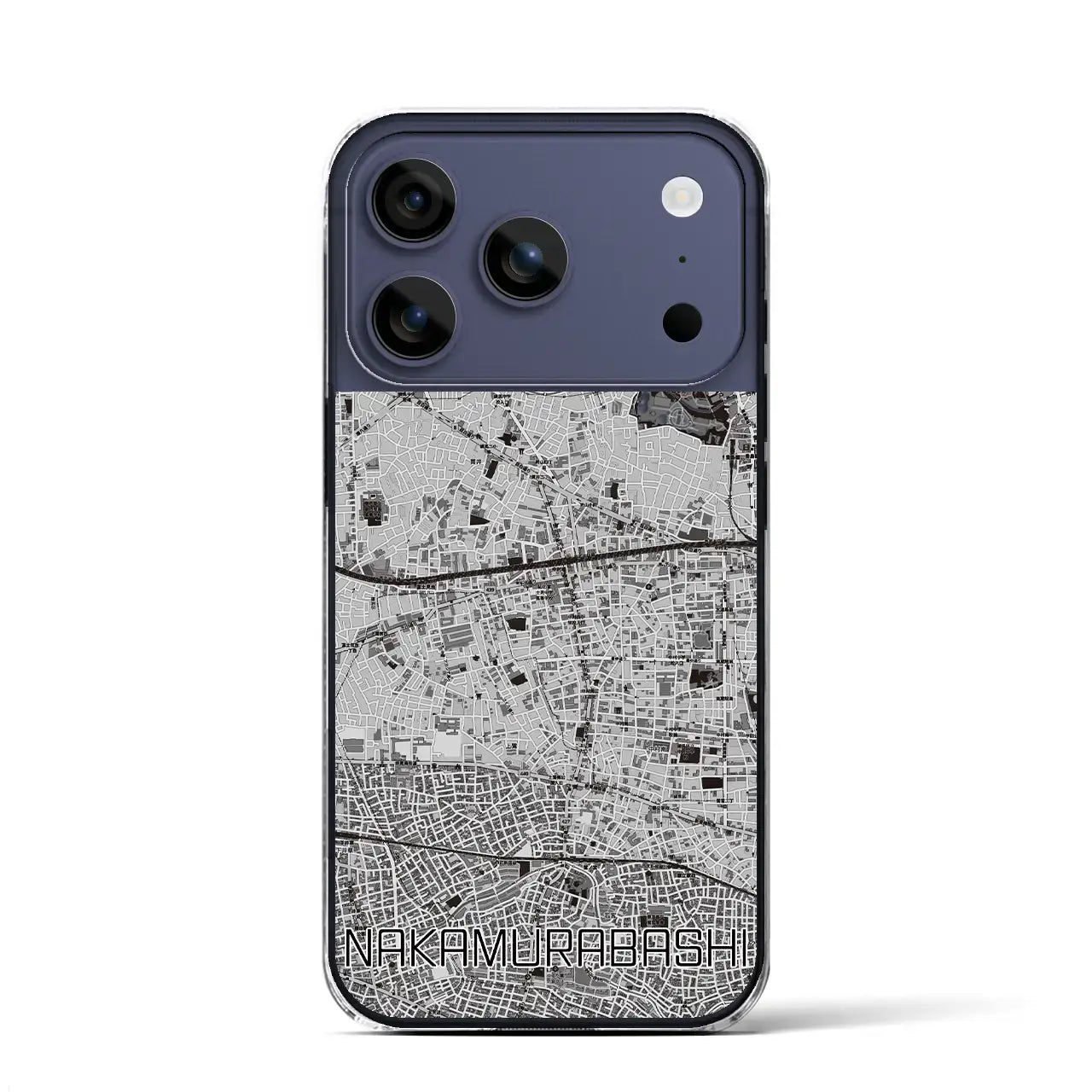 【中村橋(東京都)】地図柄iPhoneケース(クリアタイプ)モノトーン・iPhone 17 Pro Max 用