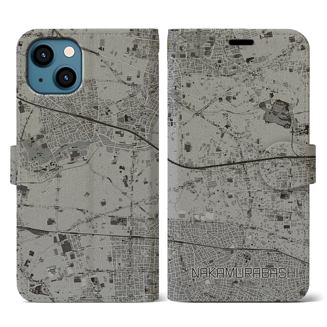 【中村橋(東京都)】地図柄iPhoneケース(手帳タイプ)