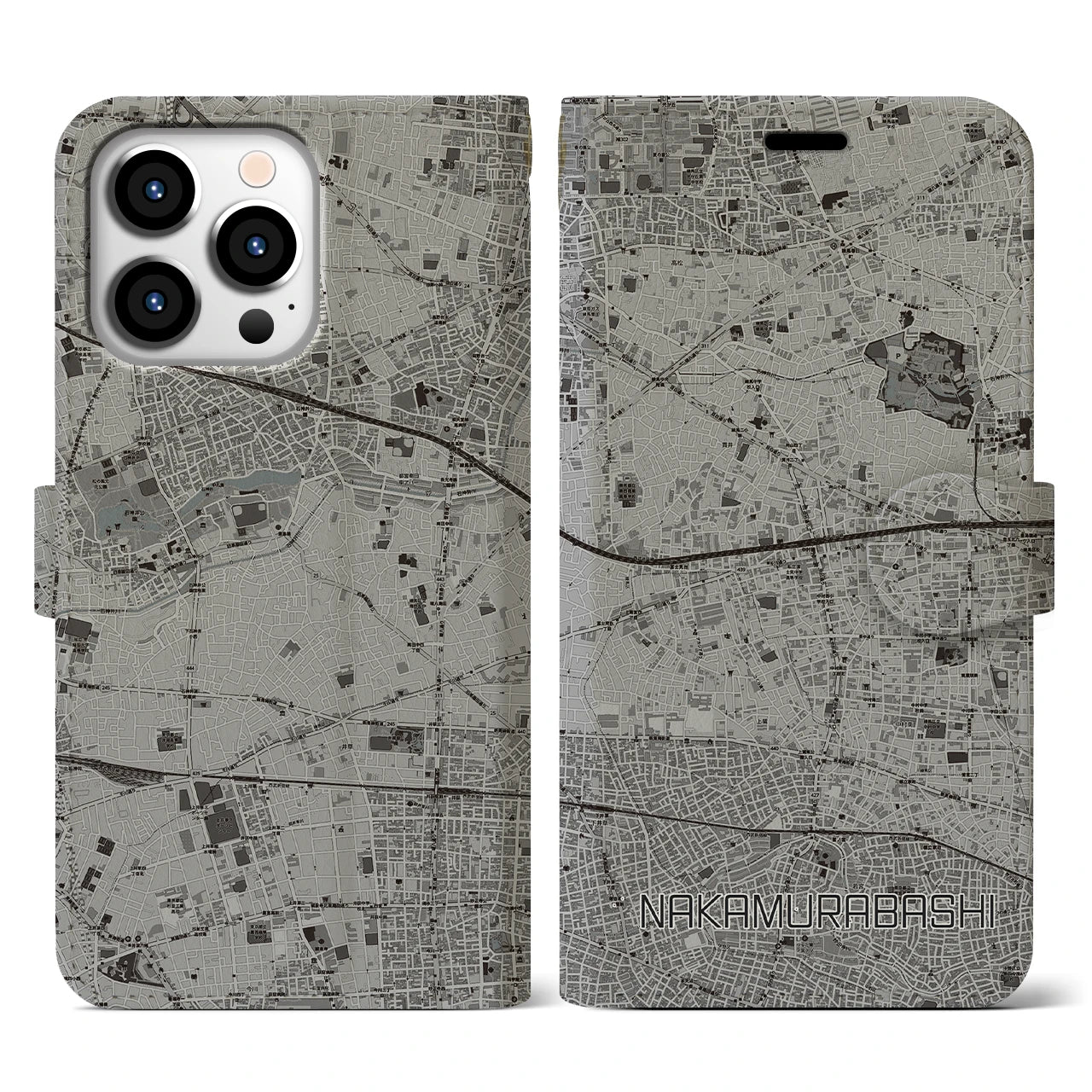 【中村橋(東京都)】地図柄iPhoneケース(手帳タイプ)