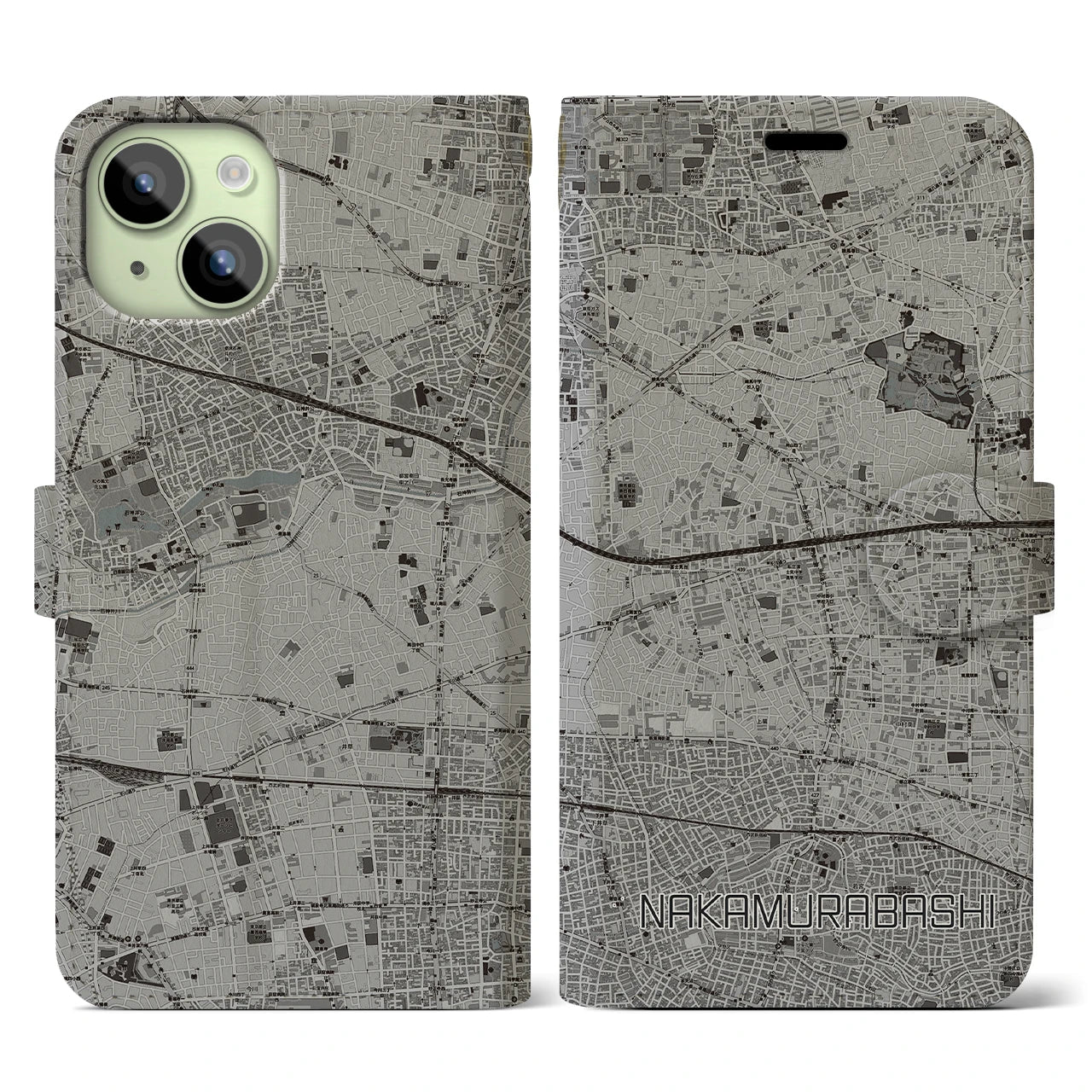 【中村橋(東京都)】地図柄iPhoneケース(手帳タイプ)