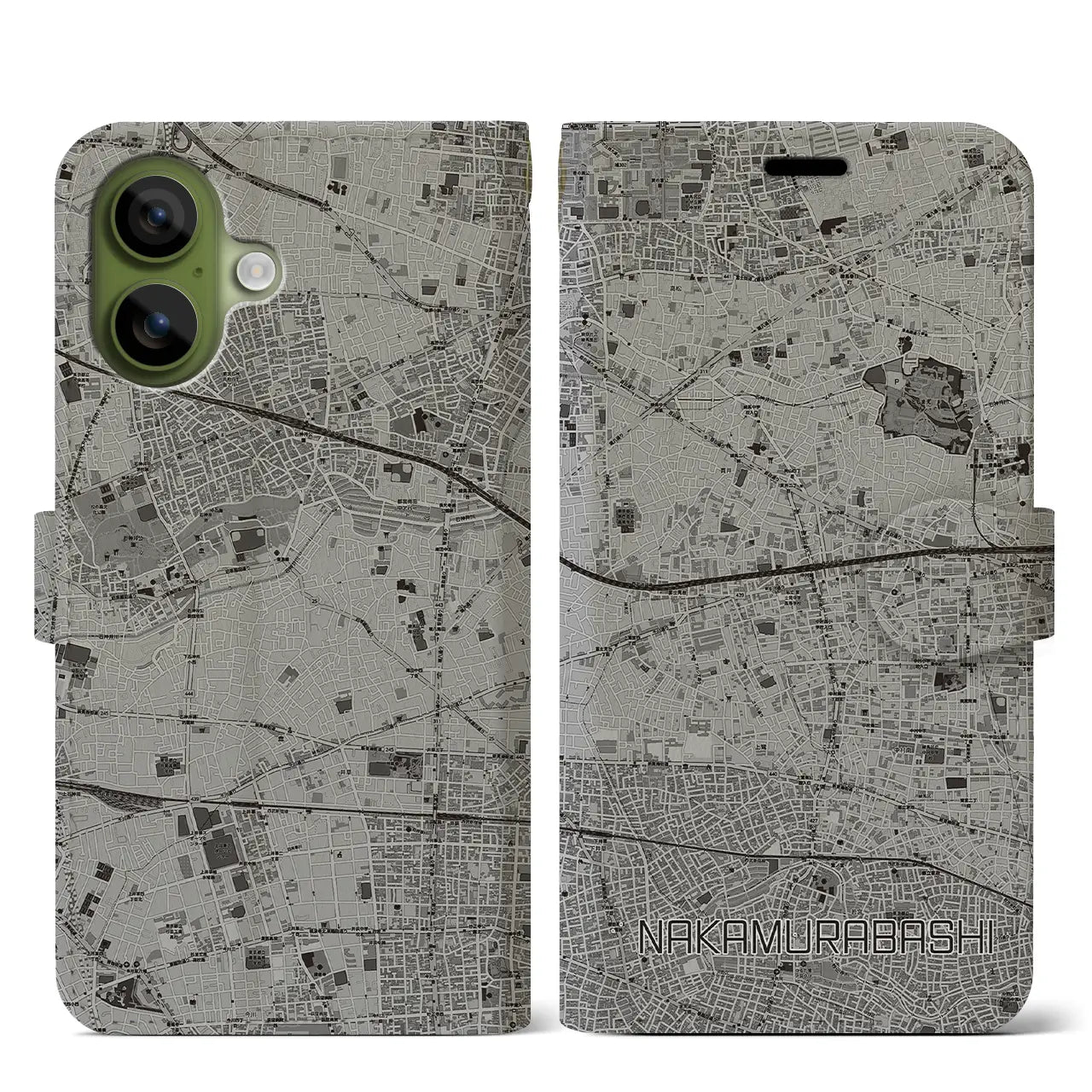 【中村橋(東京都)】地図柄iPhoneケース(手帳タイプ)