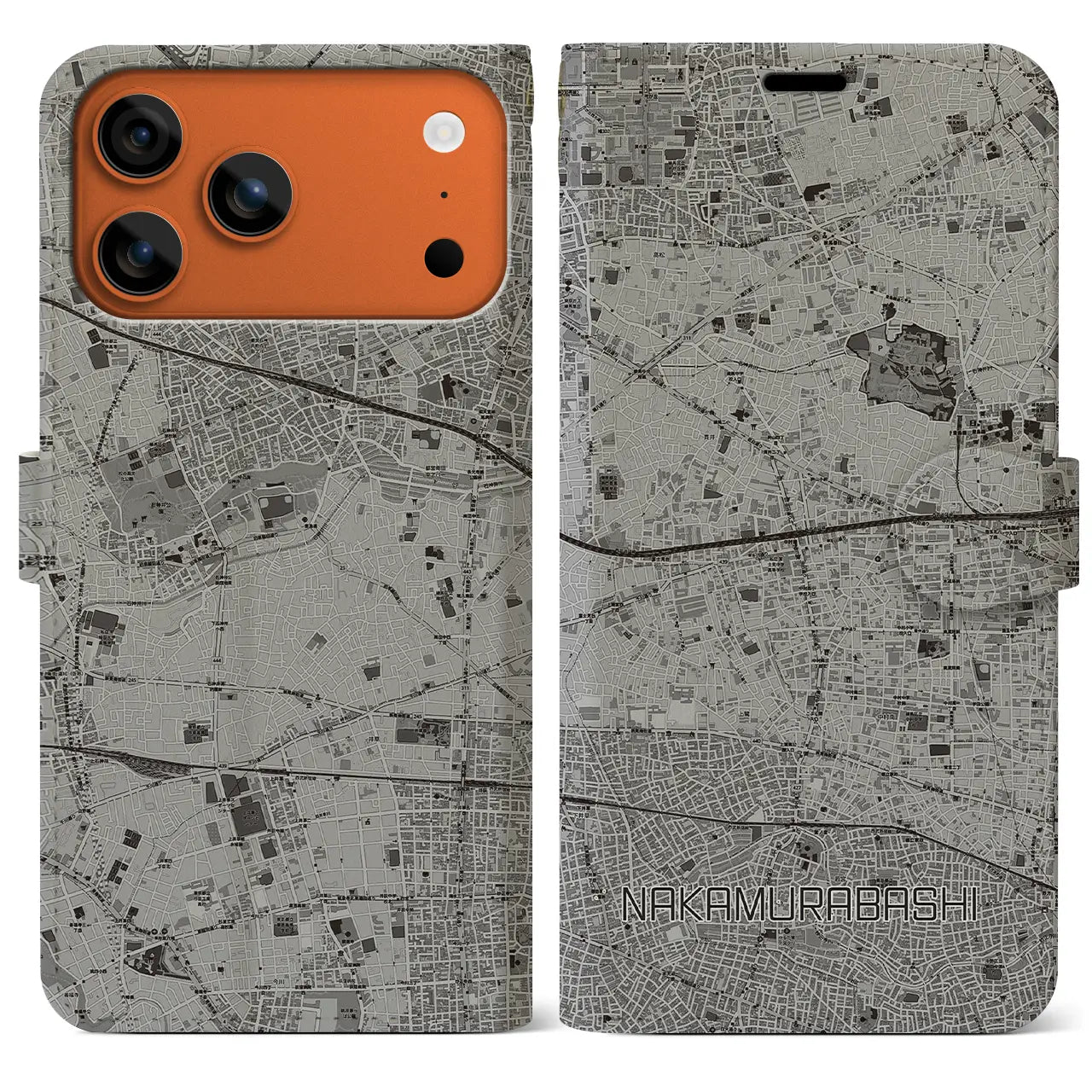 【中村橋(東京都)】地図柄iPhoneケース(手帳タイプ)