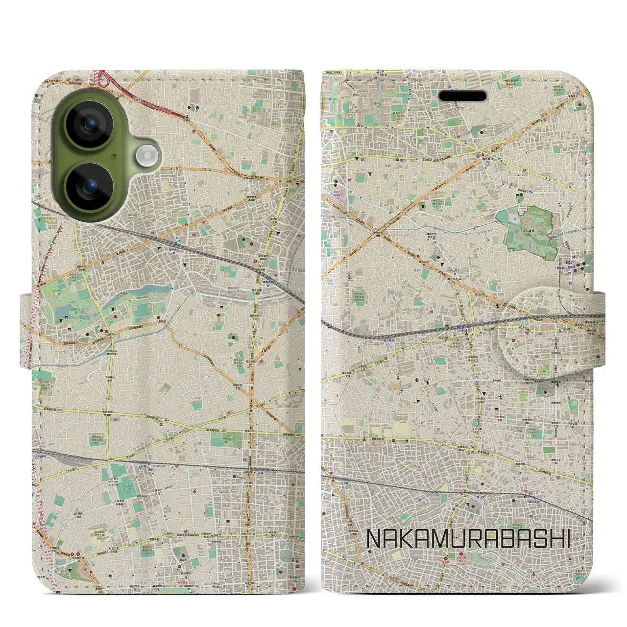 【中村橋(東京都)】地図柄iPhoneケース(手帳タイプ)