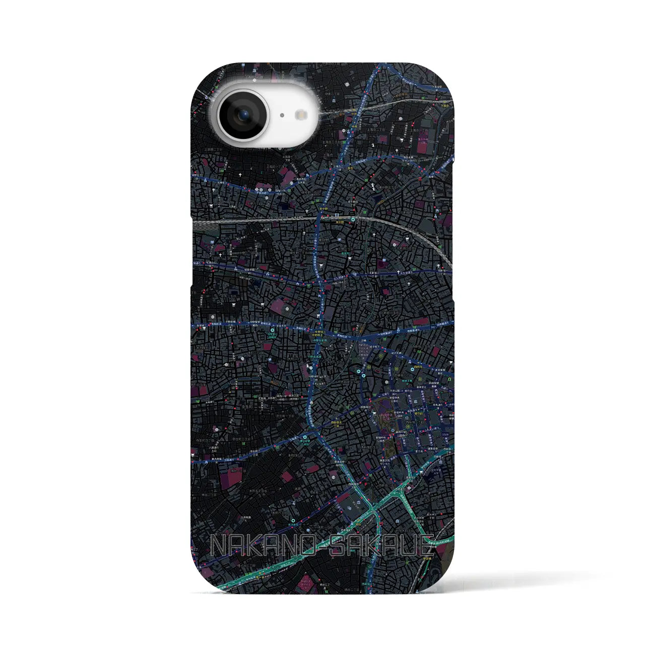 【中野坂上(東京都)】地図柄iPhoneケース(バックカバータイプ)