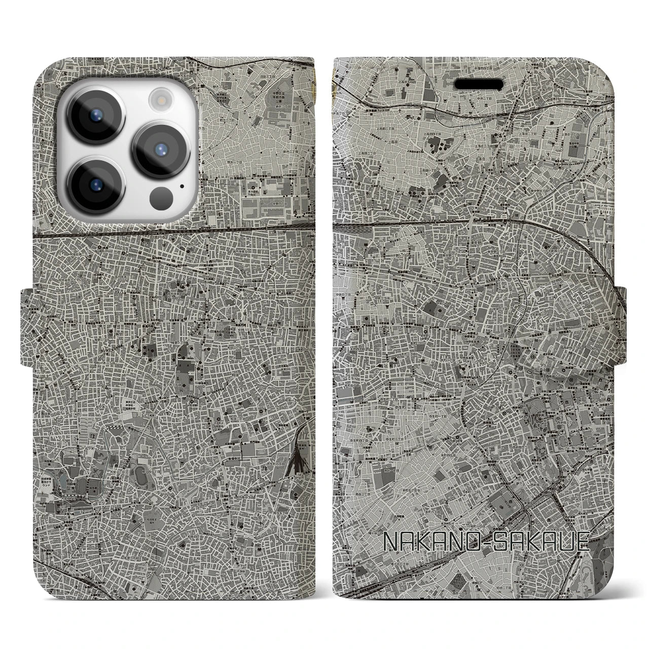 【中野坂上(東京都)】地図柄iPhoneケース(手帳タイプ)