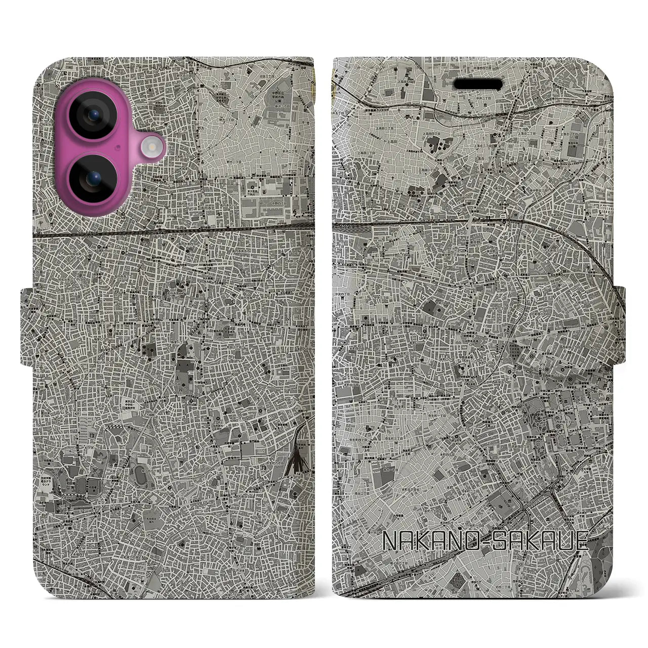 【中野坂上(東京都)】地図柄iPhoneケース(手帳タイプ)