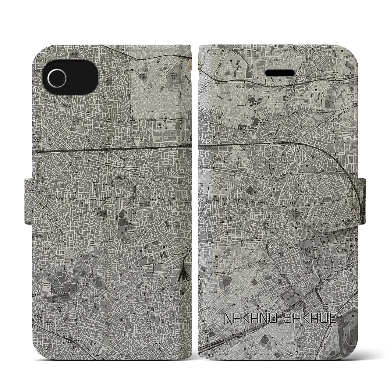 【中野坂上(東京都)】地図柄iPhoneケース(手帳タイプ)