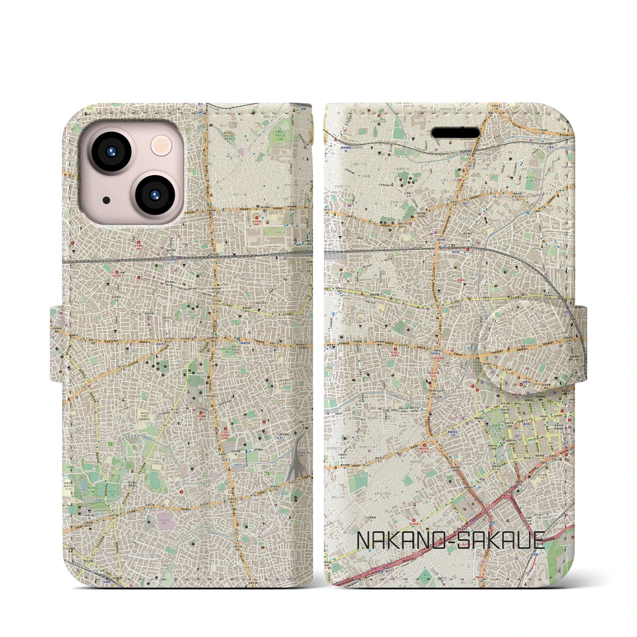 【中野坂上(東京都)】地図柄iPhoneケース(手帳タイプ)