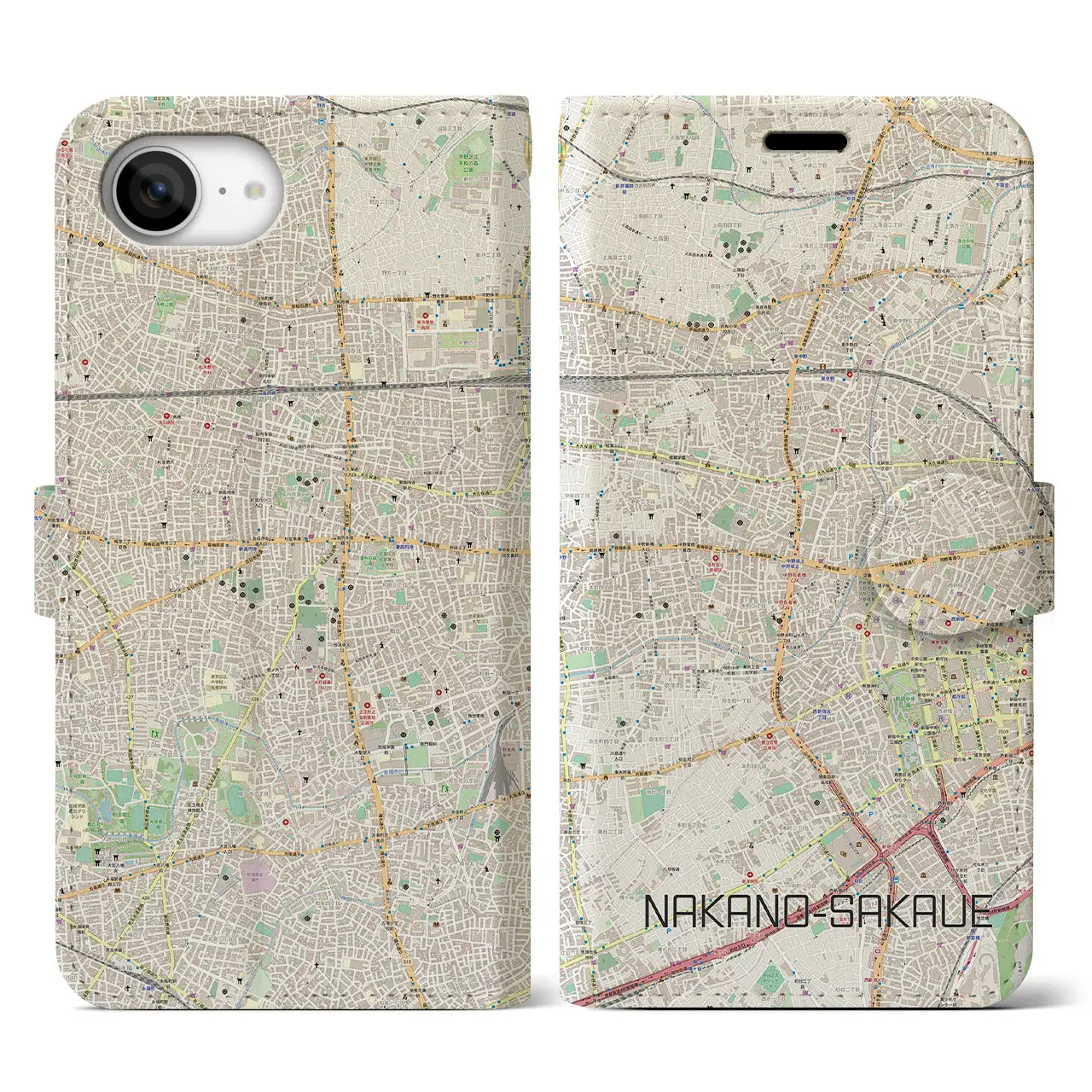 【中野坂上(東京都)】地図柄iPhoneケース(手帳タイプ)