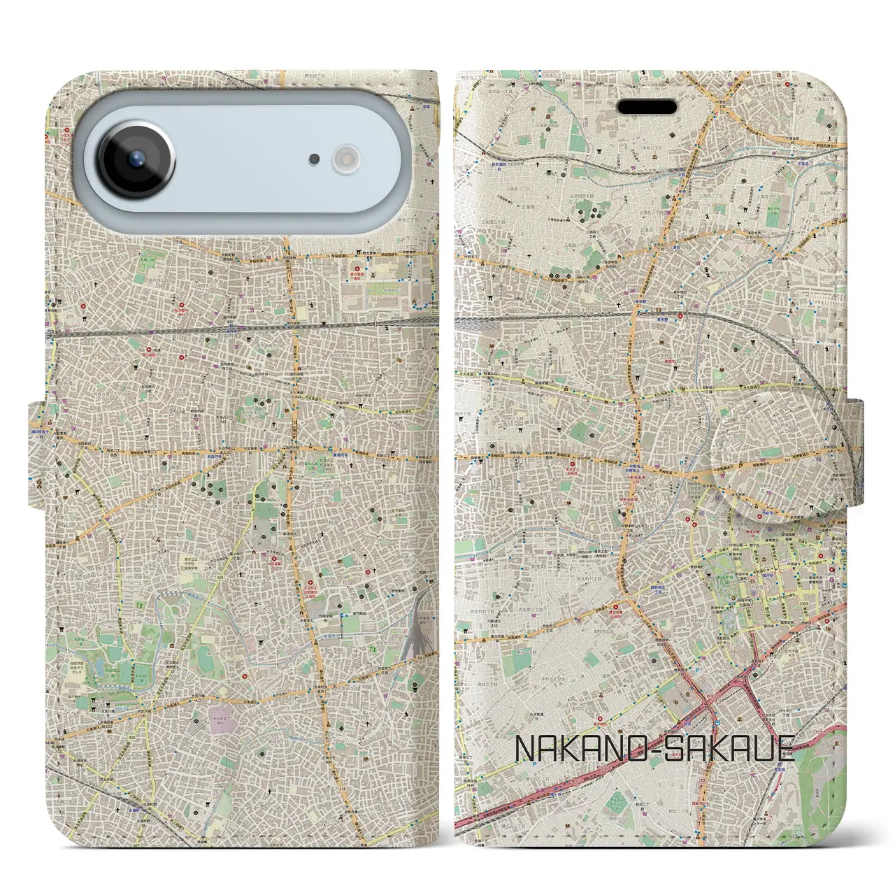 【中野坂上(東京都)】地図柄iPhoneケース(手帳タイプ)