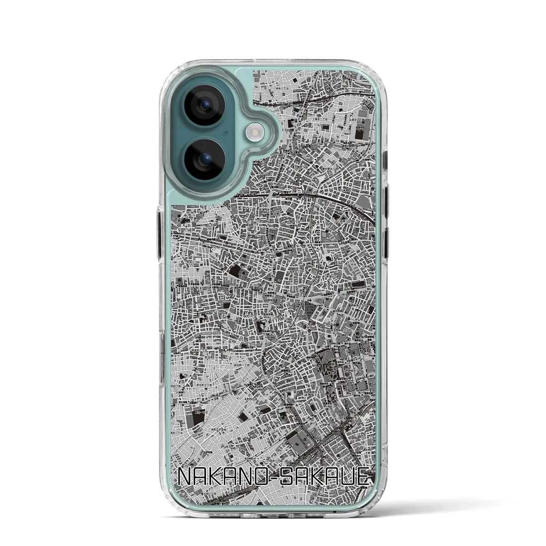 【中野坂上(東京都)】地図柄iPhoneケース(MagSafeタイプ)モノトーン・iPhone 16 Pro 用