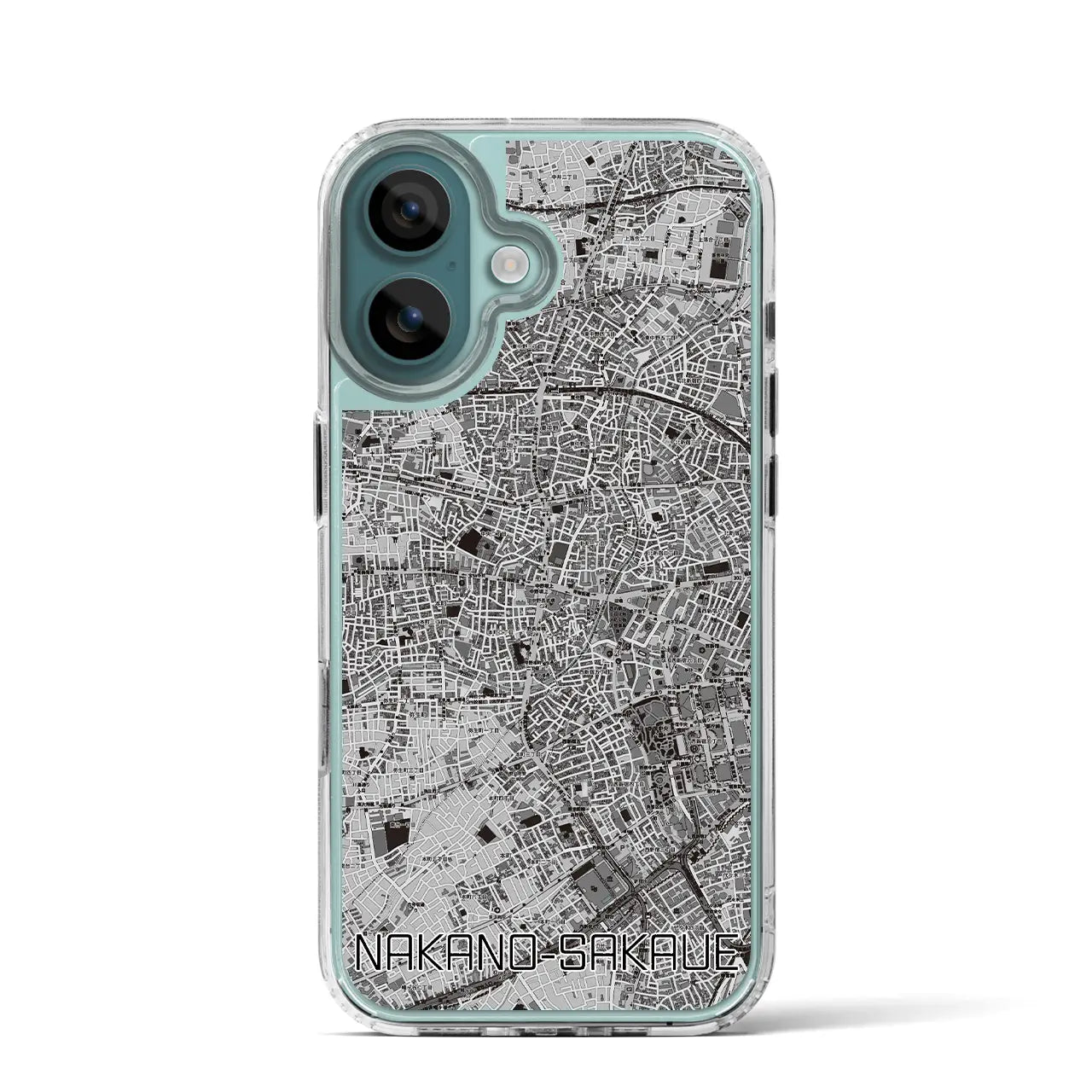 【中野坂上(東京都)】地図柄iPhoneケース(MagSafeタイプ)モノトーン・iPhone 16 Pro 用