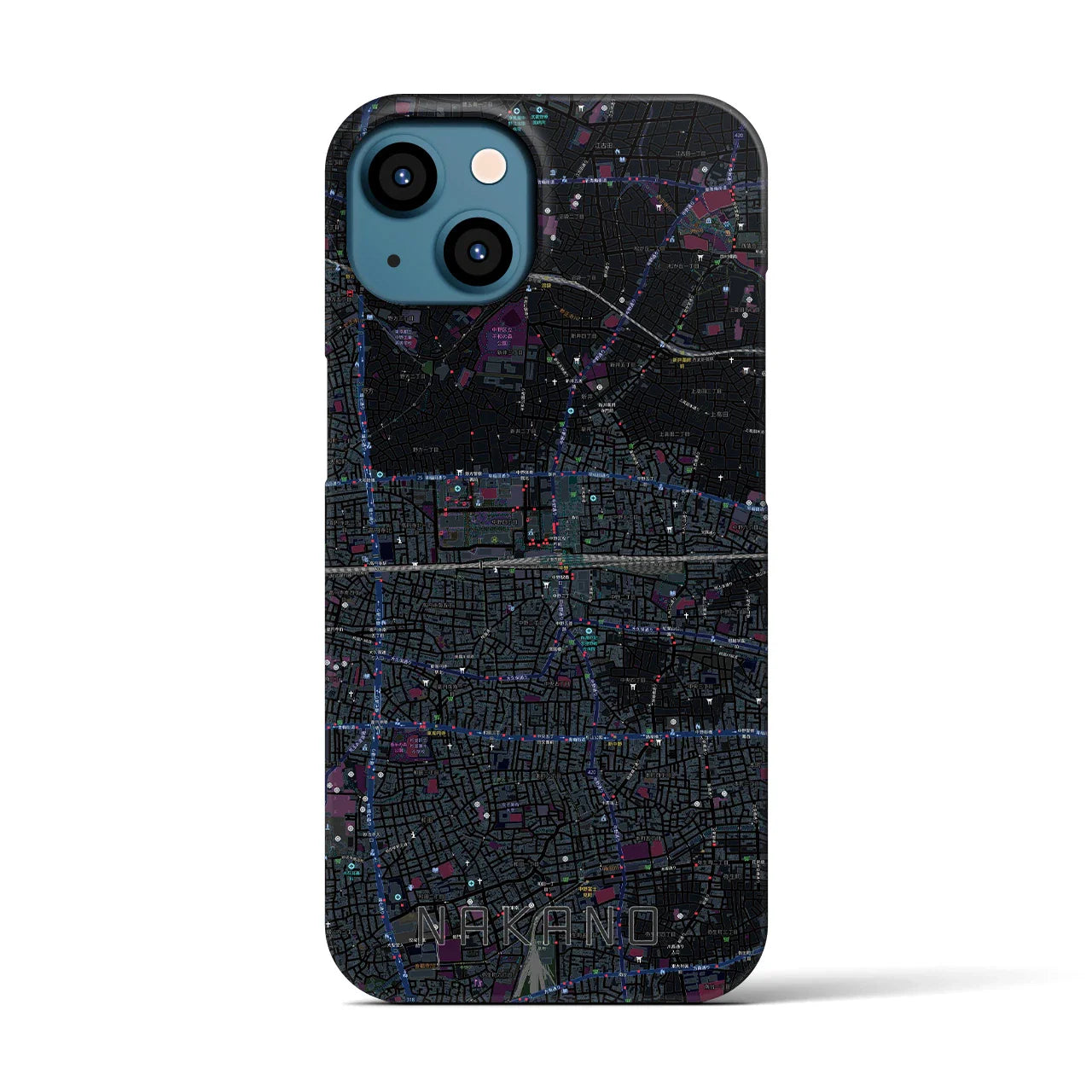【中野2(東京都)】地図柄iPhoneケース(バックカバータイプ)