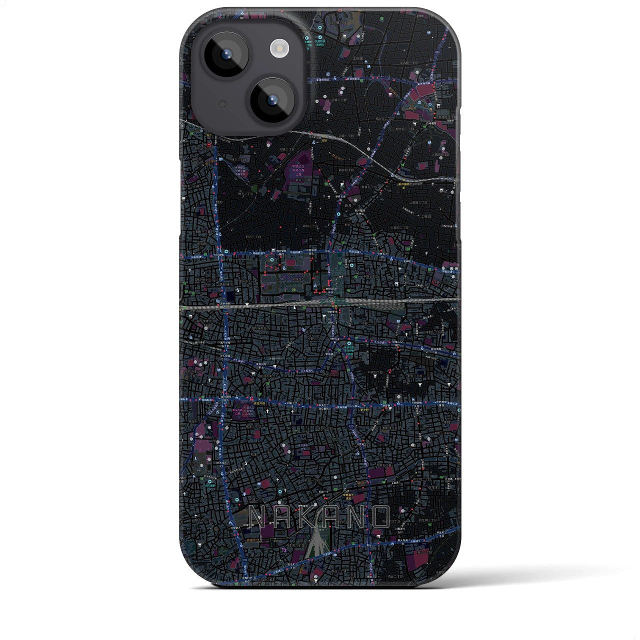 【中野2(東京都)】地図柄iPhoneケース(バックカバータイプ)