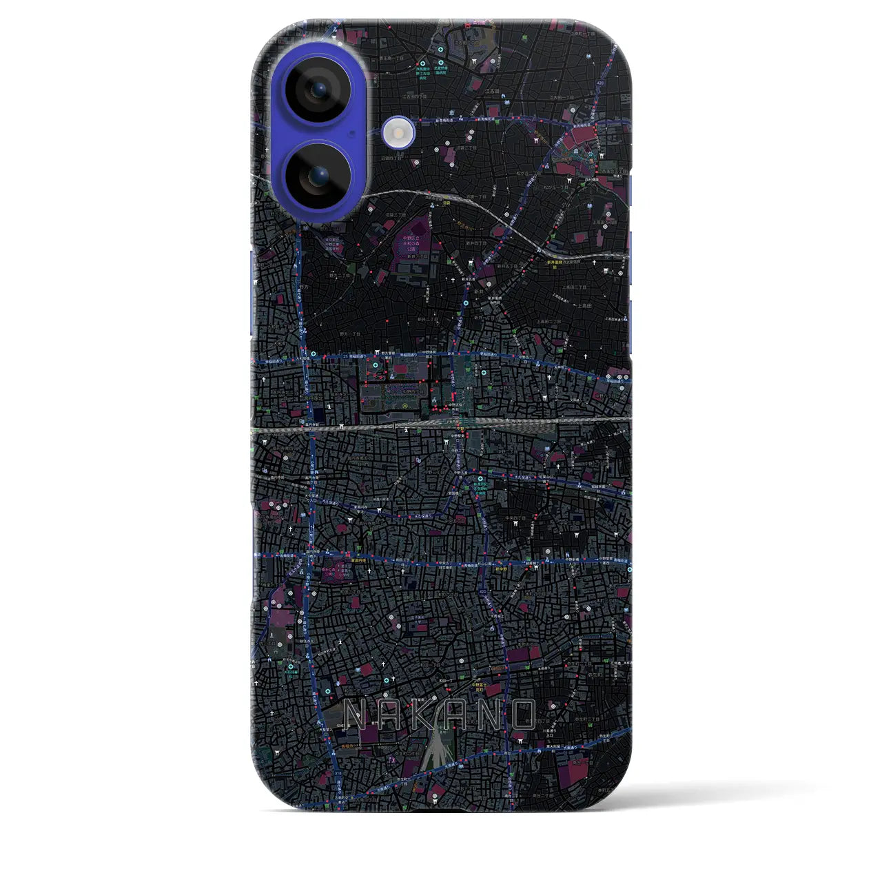 【中野2(東京都)】地図柄iPhoneケース(バックカバータイプ)