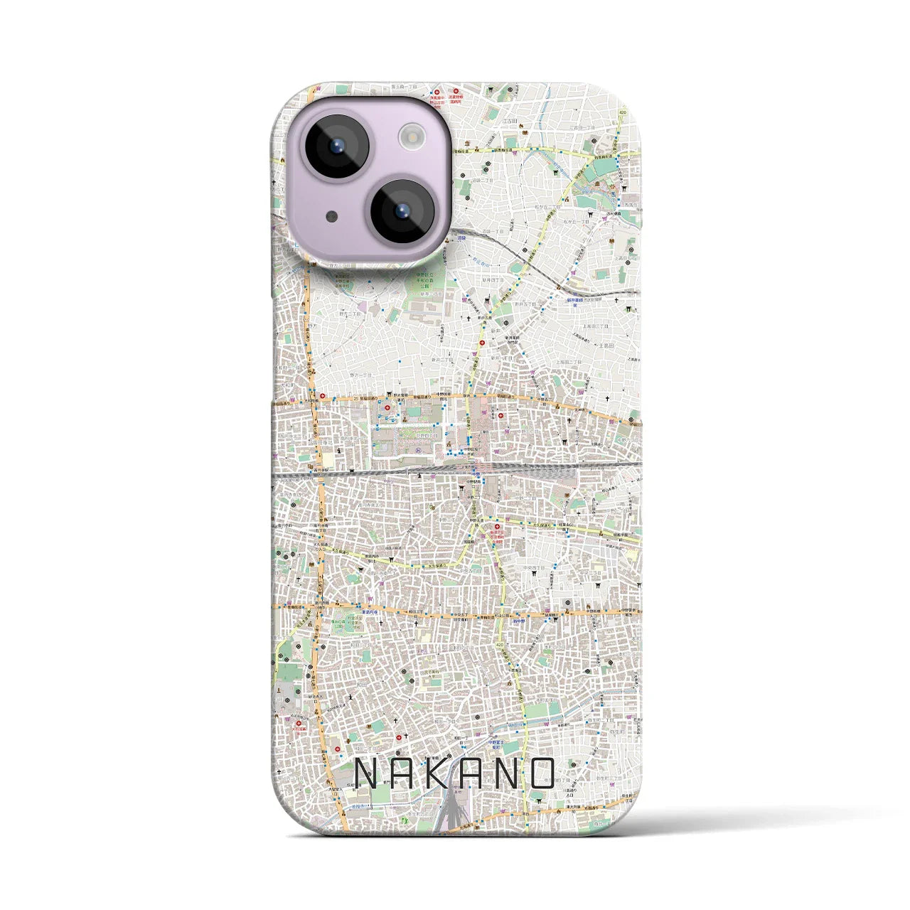 【中野2(東京都)】地図柄iPhoneケース(バックカバータイプ)