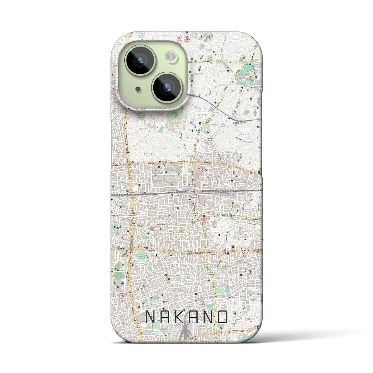 【中野2(東京都)】地図柄iPhoneケース(バックカバータイプ)