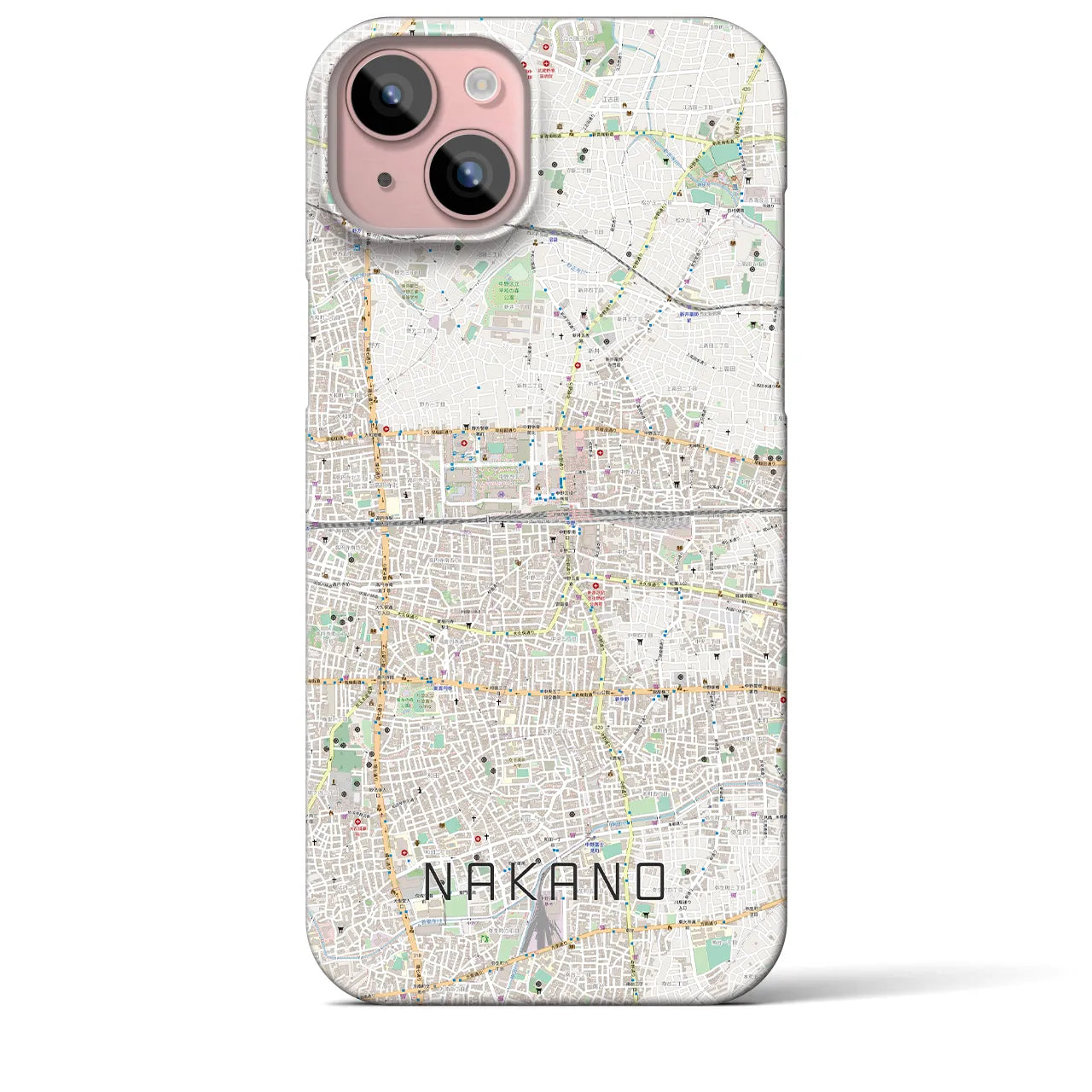【中野2(東京都)】地図柄iPhoneケース(バックカバータイプ)