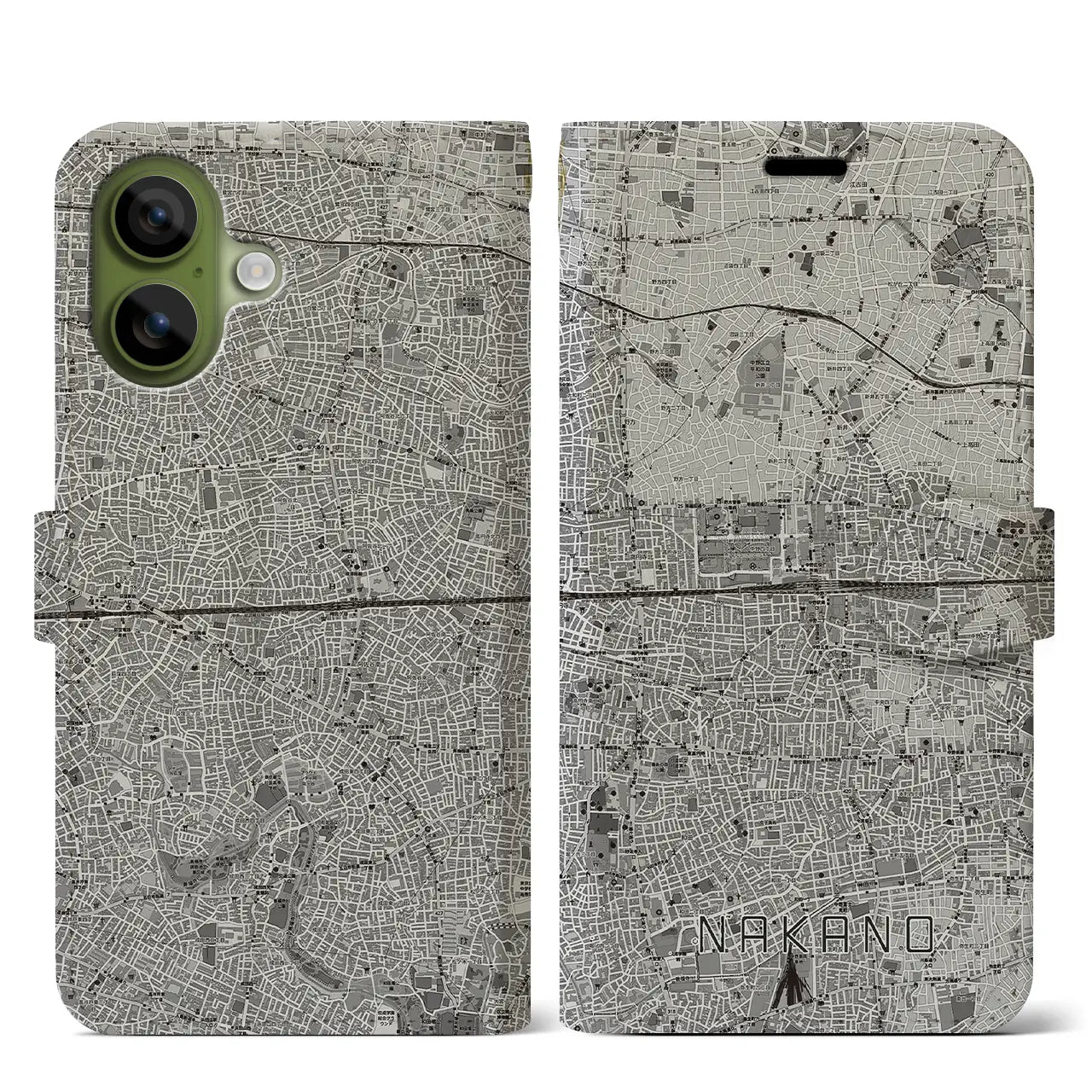 【中野2(東京都)】地図柄iPhoneケース(手帳タイプ)