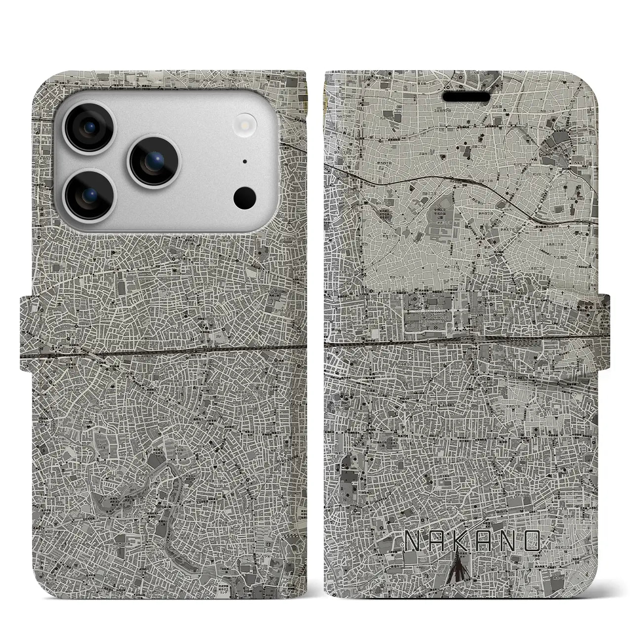 【中野2(東京都)】地図柄iPhoneケース(手帳タイプ)