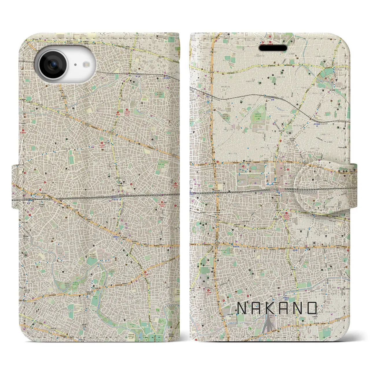 【中野2(東京都)】地図柄iPhoneケース(手帳タイプ)