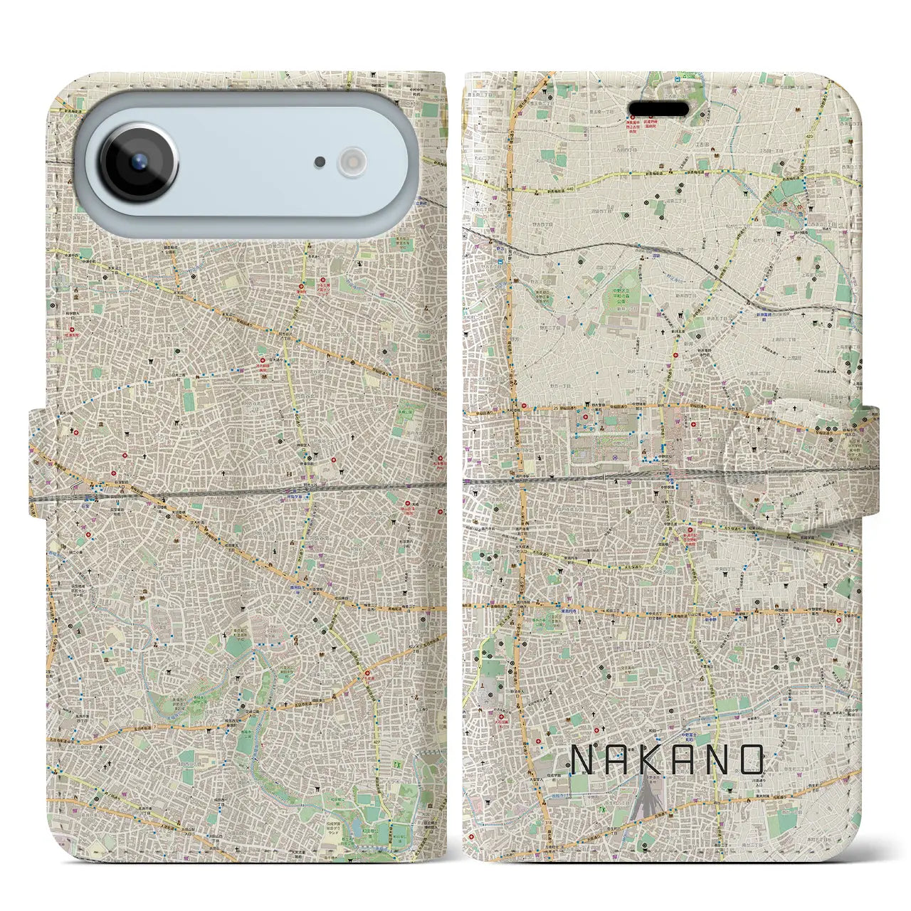 【中野2(東京都)】地図柄iPhoneケース(手帳タイプ)