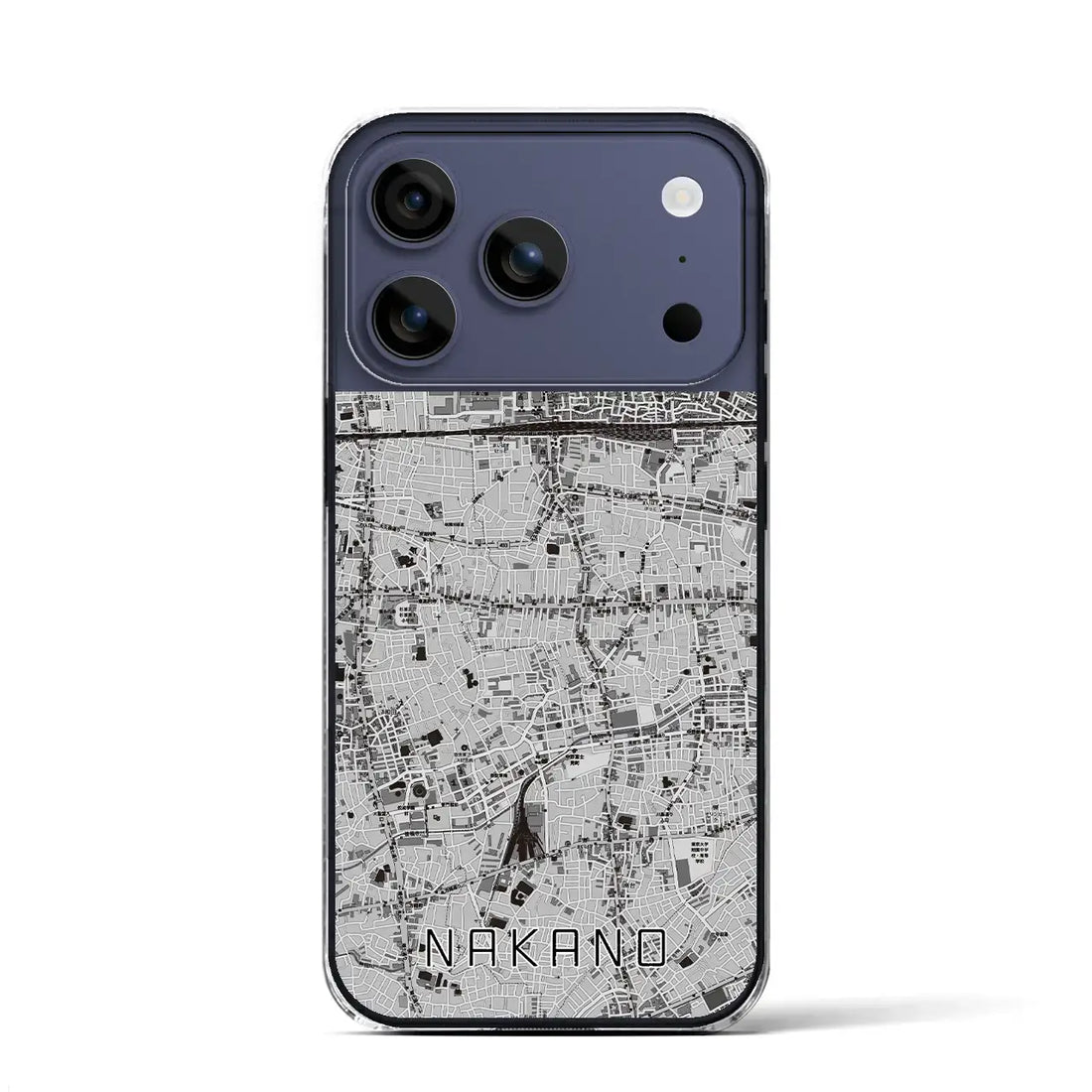 【中野(東京都)】地図柄iPhoneケース(クリアタイプ)モノトーン・iPhone 17 Pro Max 用