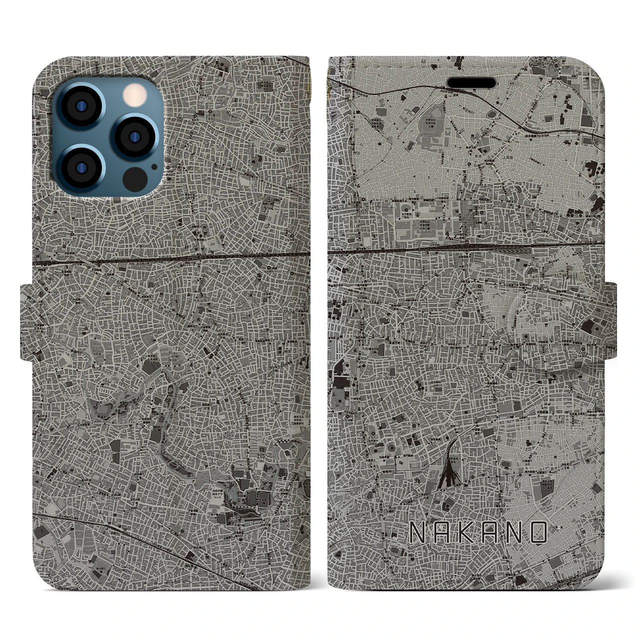 【中野(東京都)】地図柄iPhoneケース(手帳タイプ)