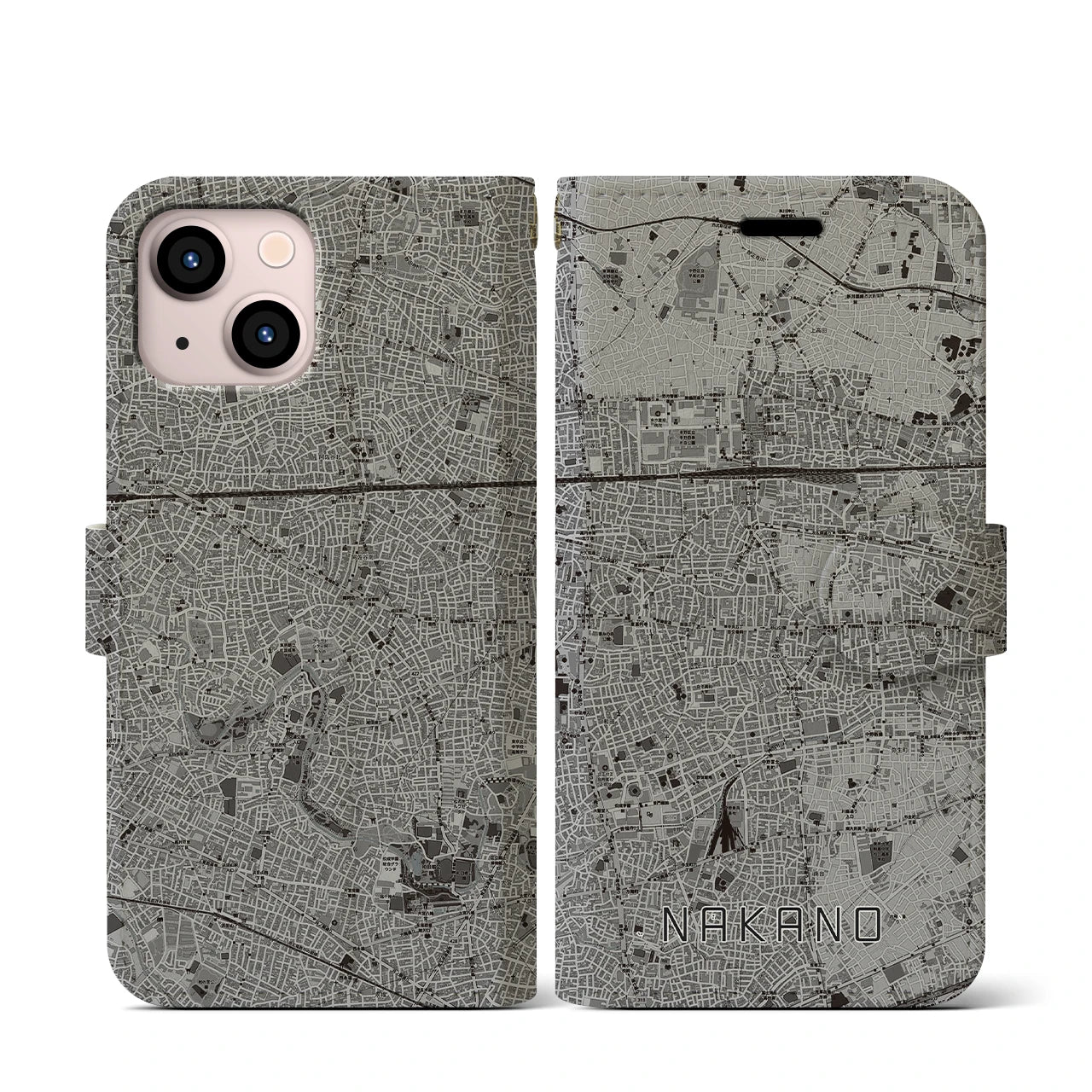 【中野(東京都)】地図柄iPhoneケース(手帳タイプ)