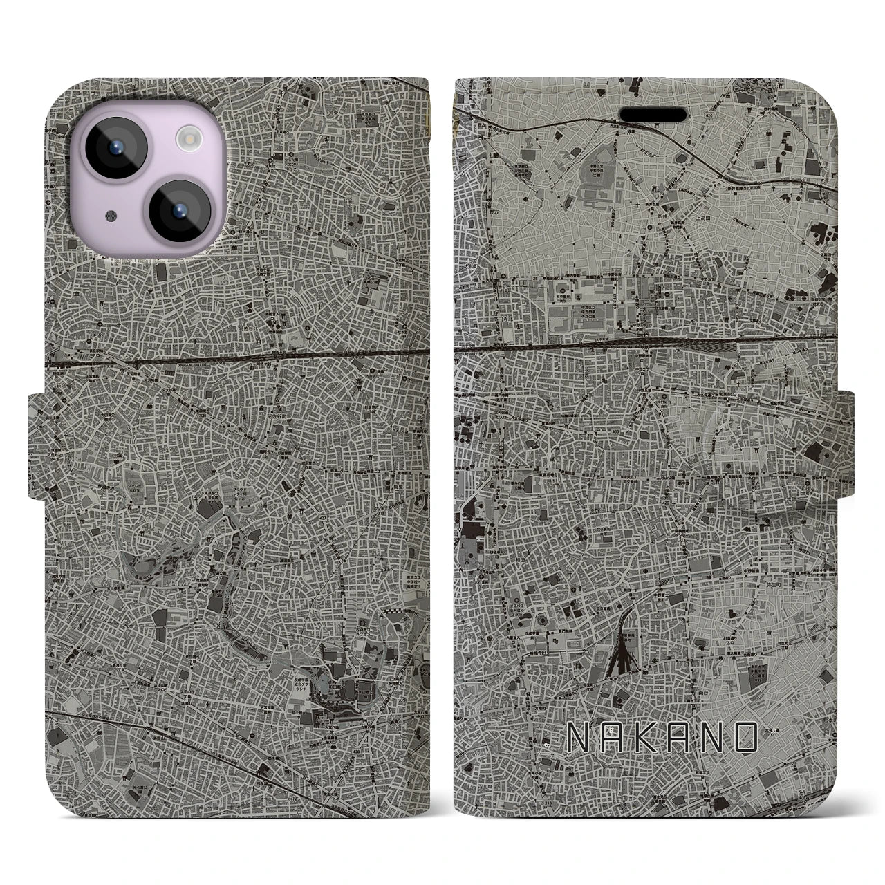 【中野(東京都)】地図柄iPhoneケース(手帳タイプ)