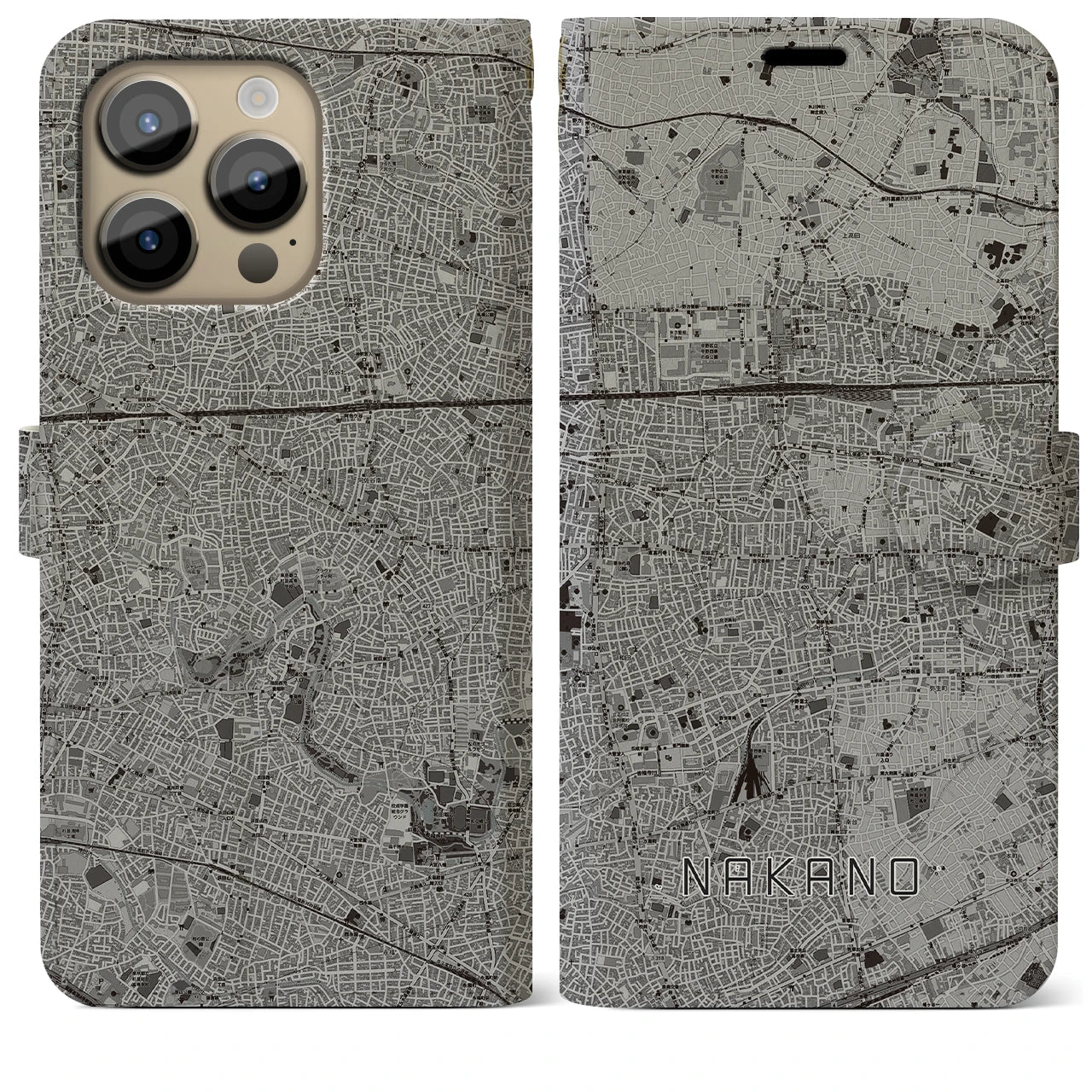 【中野(東京都)】地図柄iPhoneケース(手帳タイプ)