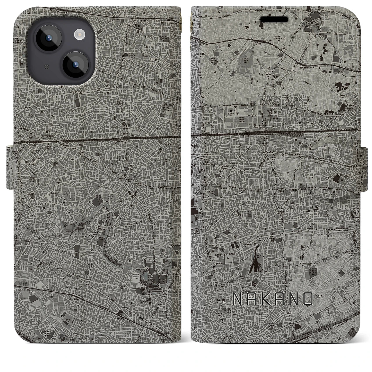 【中野(東京都)】地図柄iPhoneケース(手帳タイプ)