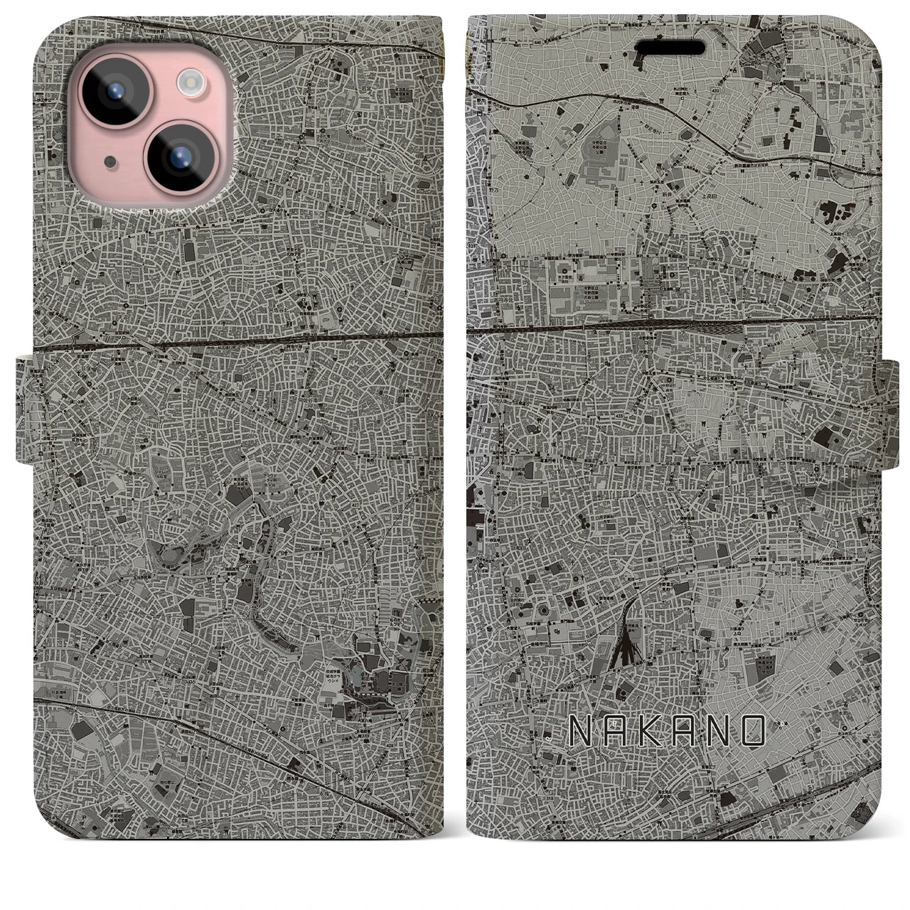 【中野(東京都)】地図柄iPhoneケース(手帳タイプ)