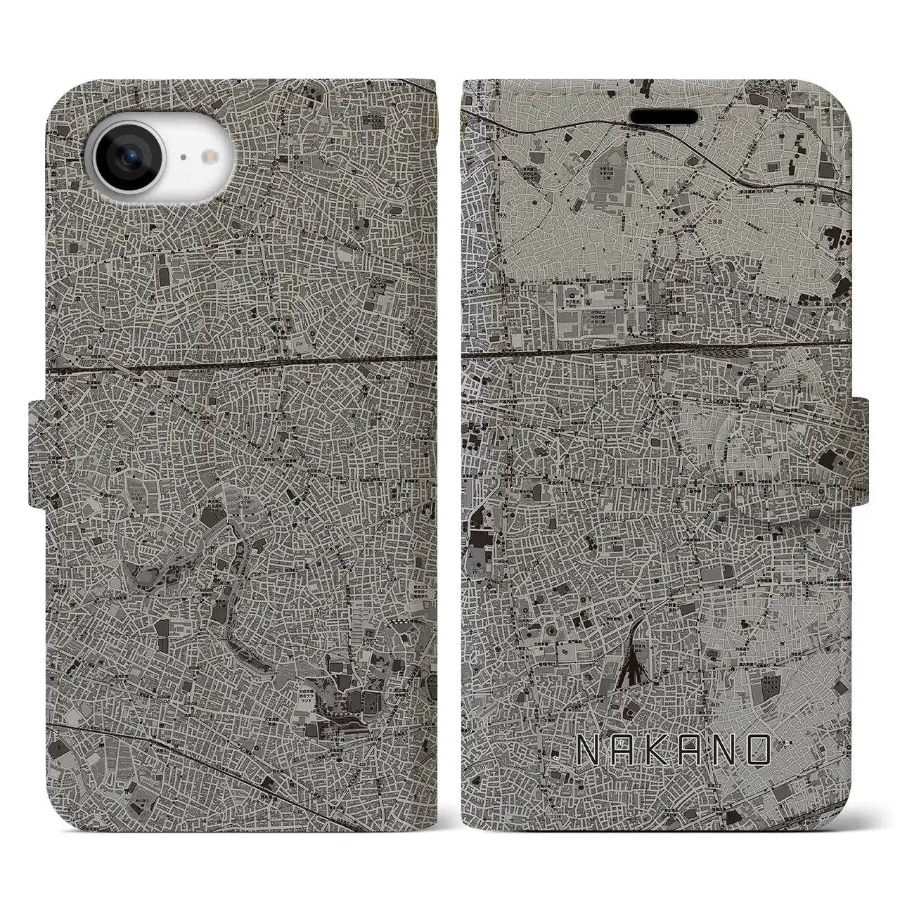 【中野(東京都)】地図柄iPhoneケース(手帳タイプ)