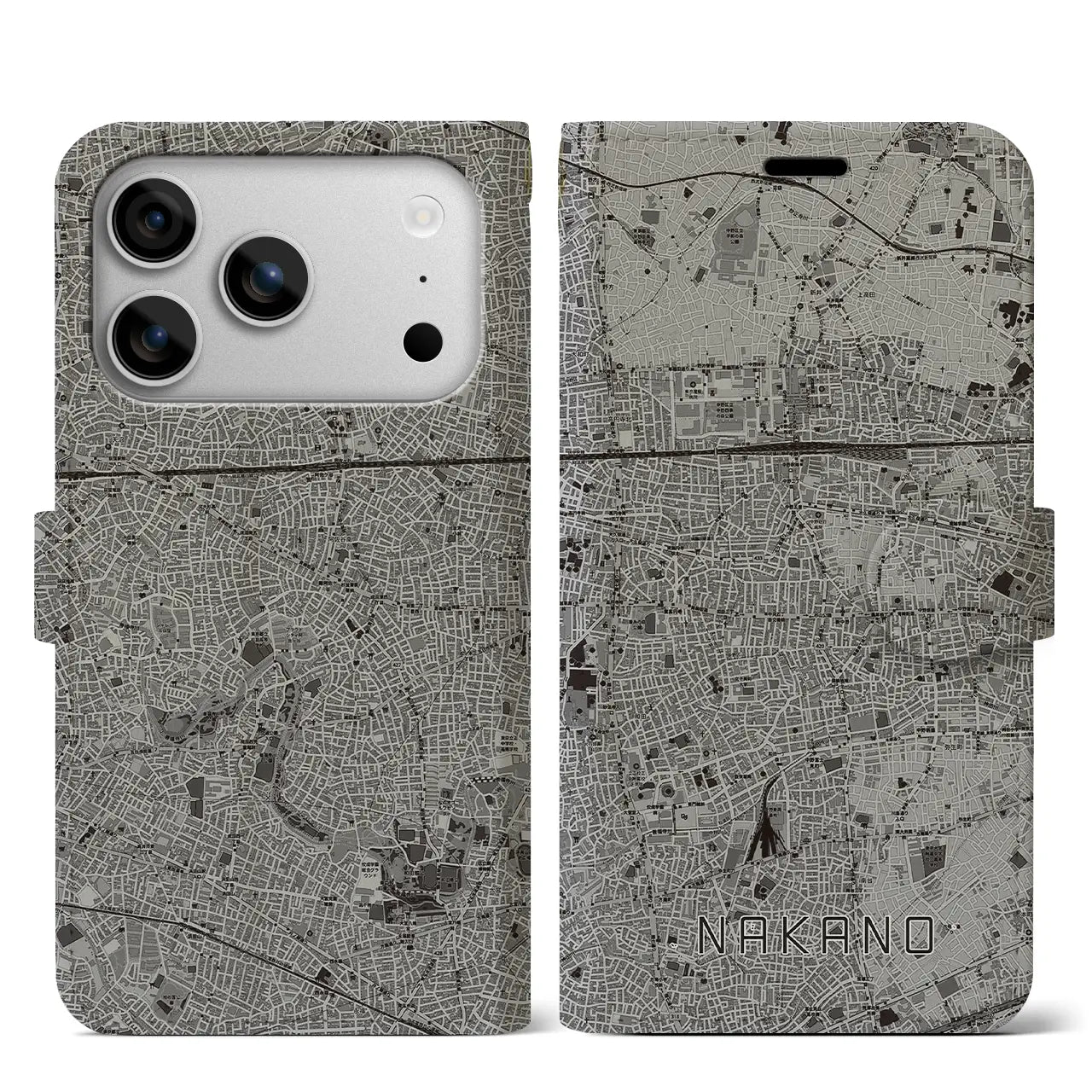 【中野(東京都)】地図柄iPhoneケース(手帳タイプ)