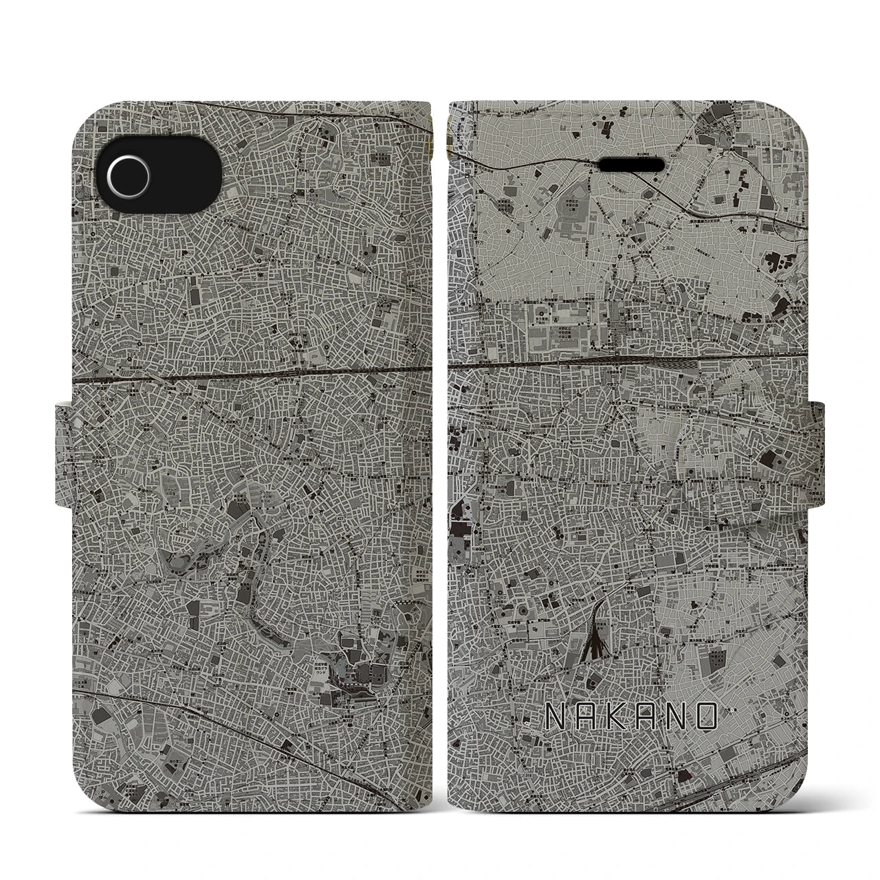 【中野(東京都)】地図柄iPhoneケース(手帳タイプ)