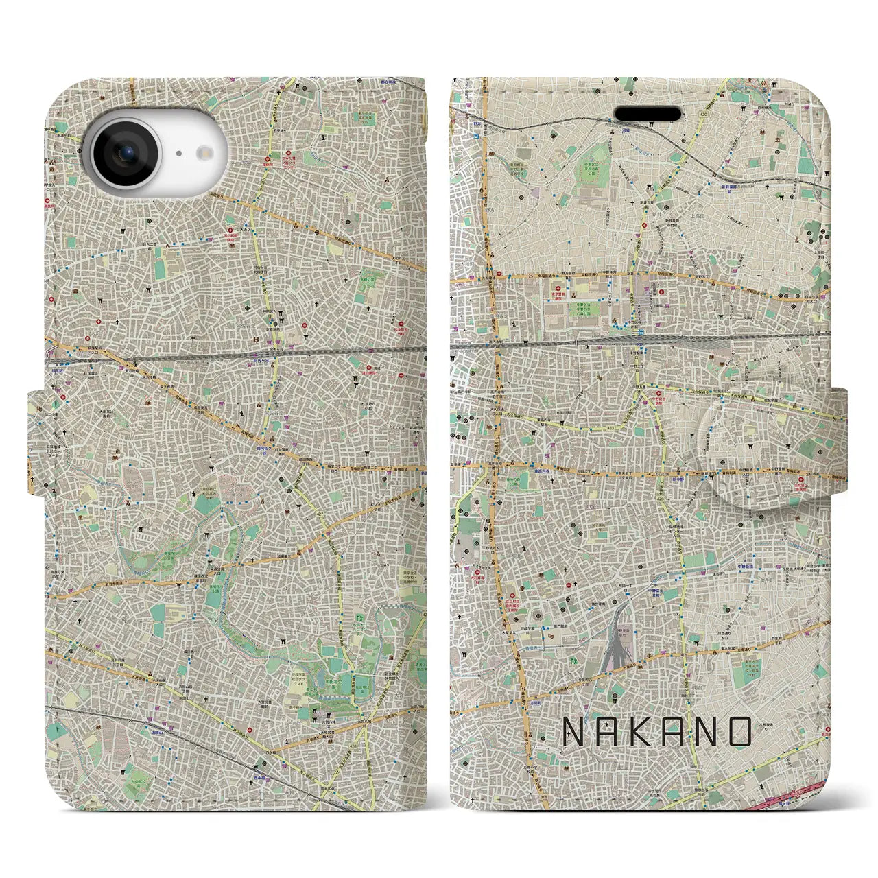 【中野(東京都)】地図柄iPhoneケース(手帳タイプ)