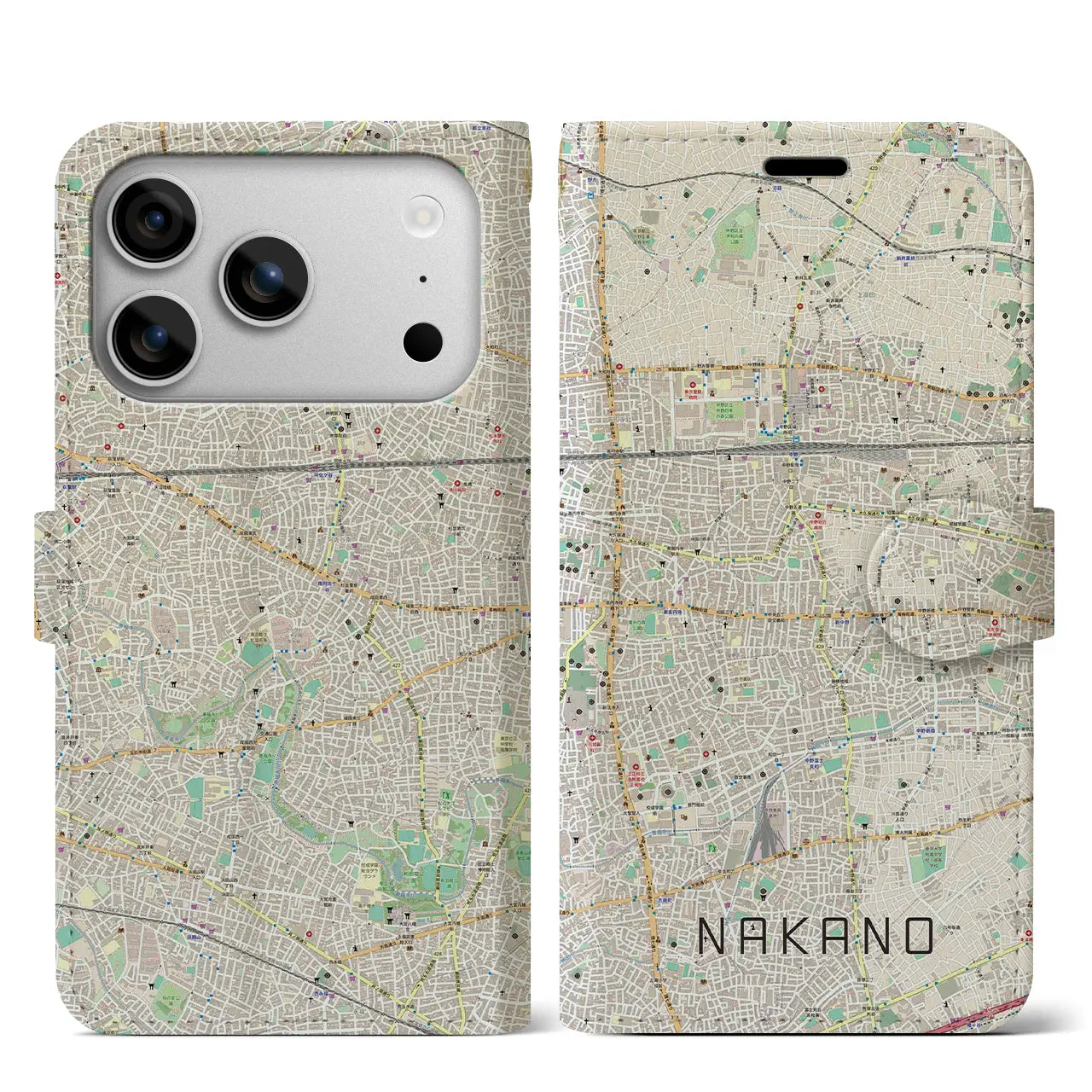 【中野(東京都)】地図柄iPhoneケース(手帳タイプ)