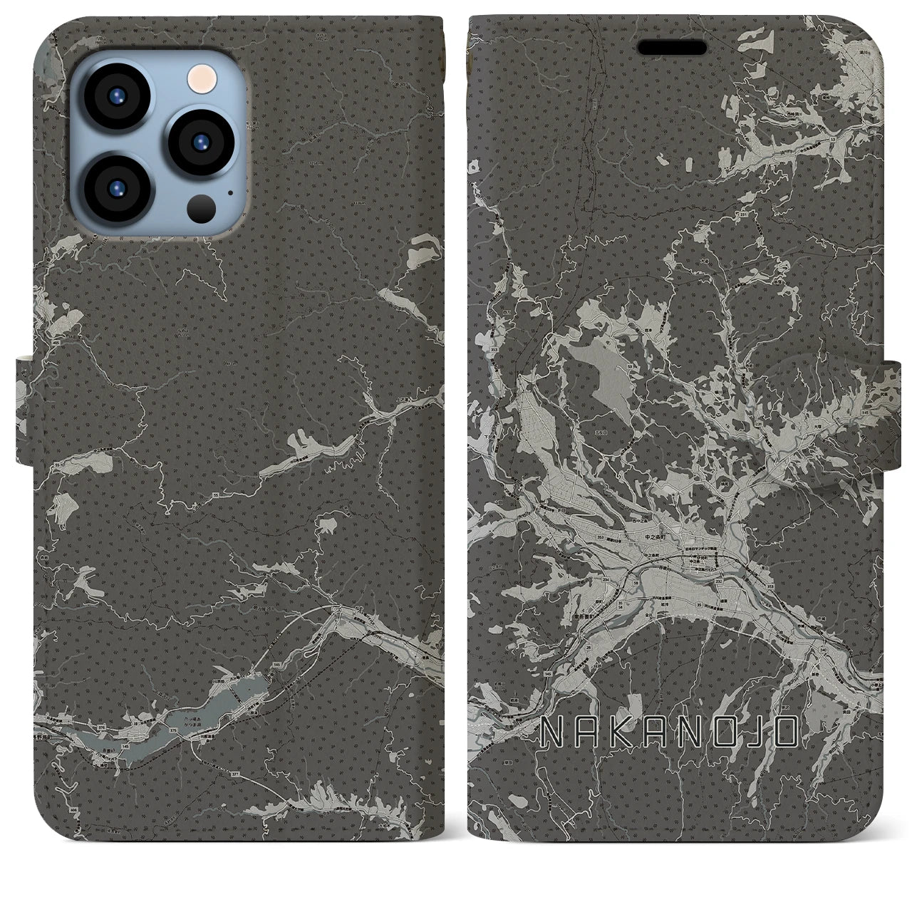 【中之条(群馬県)】地図柄iPhoneケース(手帳タイプ)