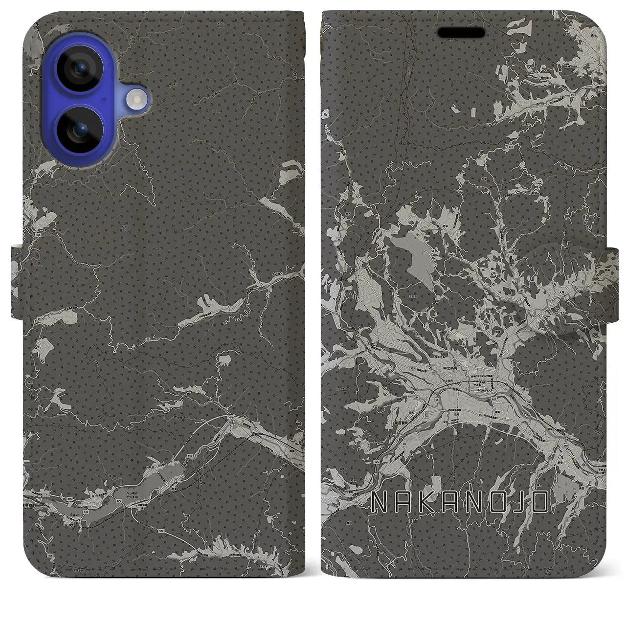 【中之条(群馬県)】地図柄iPhoneケース(手帳タイプ)