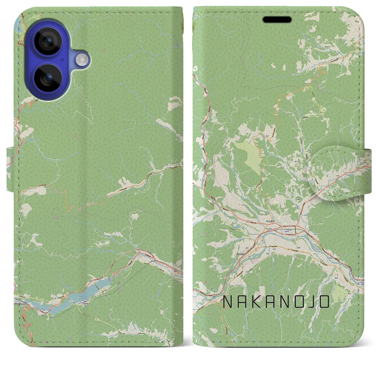 【中之条(群馬県)】地図柄iPhoneケース(手帳タイプ)ナチュラル・iPhone 16 Pro Max 用