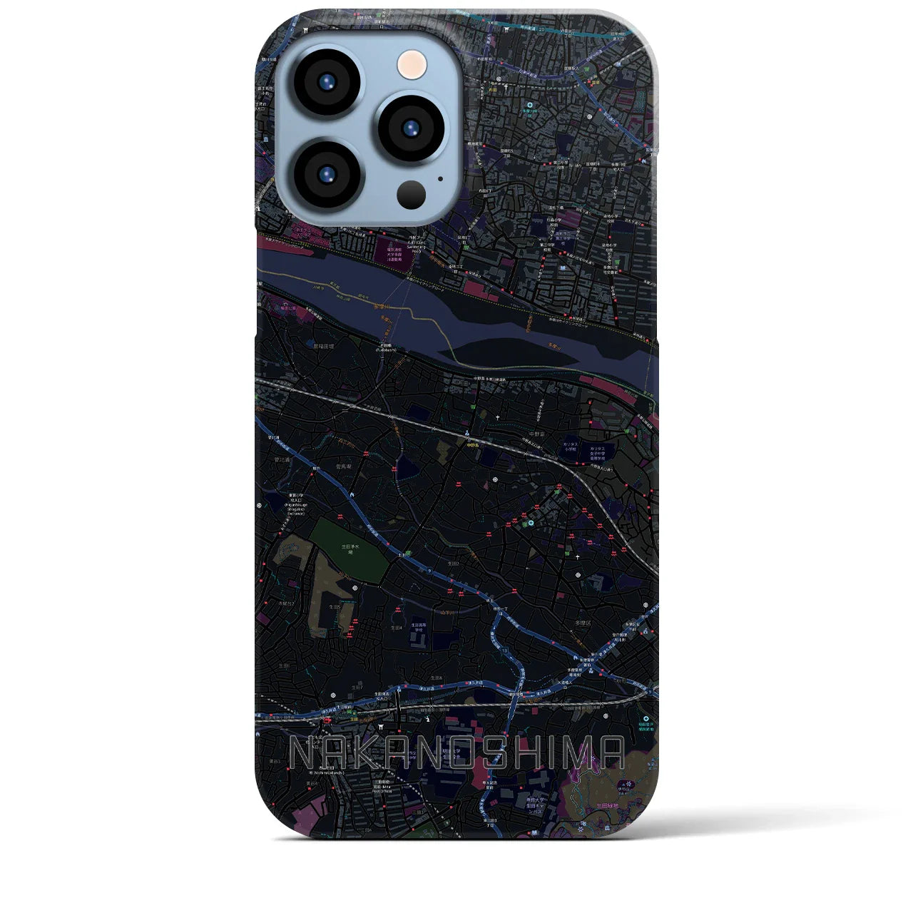 【中野島(神奈川県)】地図柄iPhoneケース(バックカバータイプ)