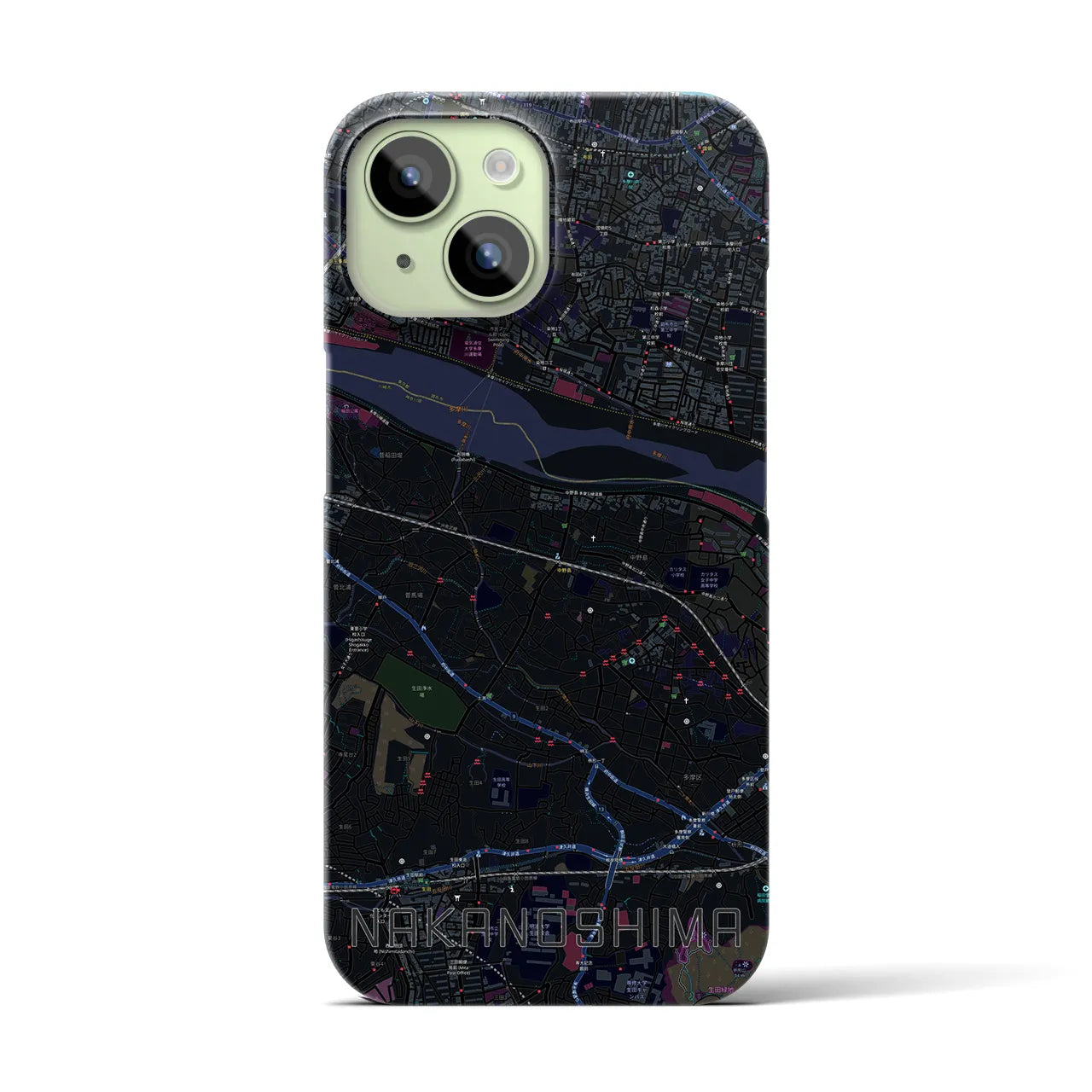 【中野島(神奈川県)】地図柄iPhoneケース(バックカバータイプ)