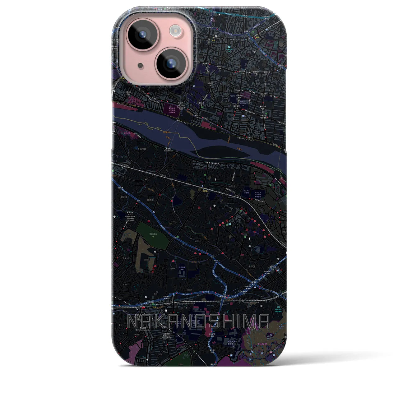 【中野島(神奈川県)】地図柄iPhoneケース(バックカバータイプ)