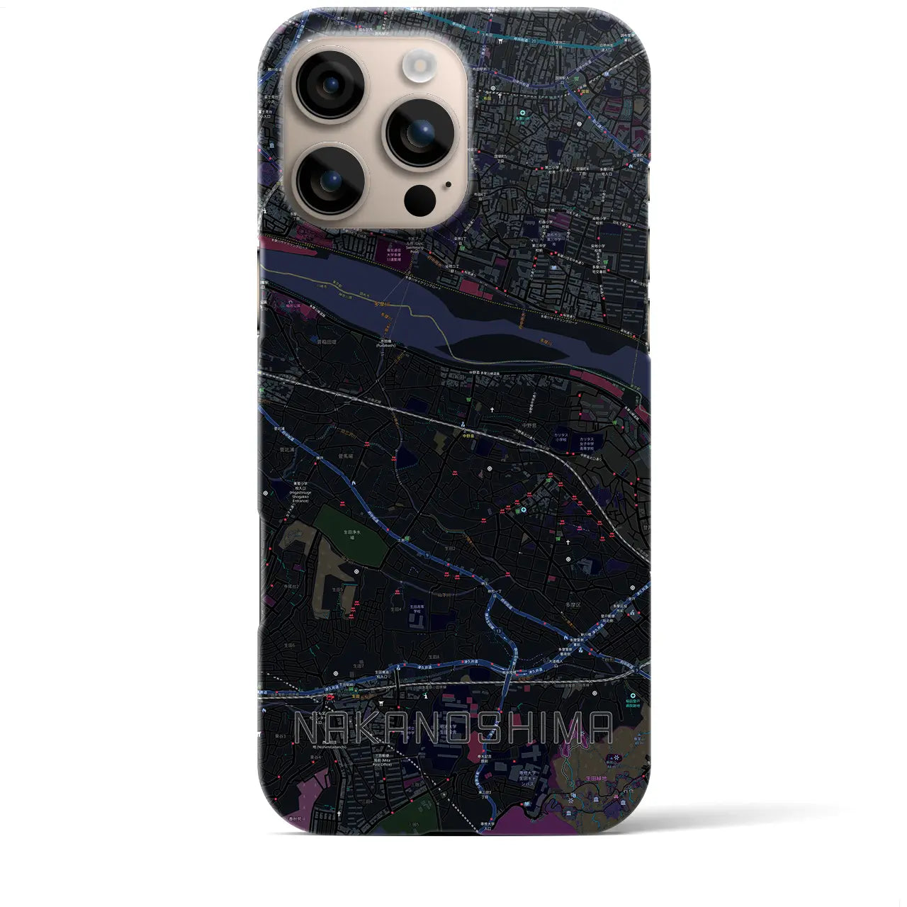 【中野島(神奈川県)】地図柄iPhoneケース(バックカバータイプ)