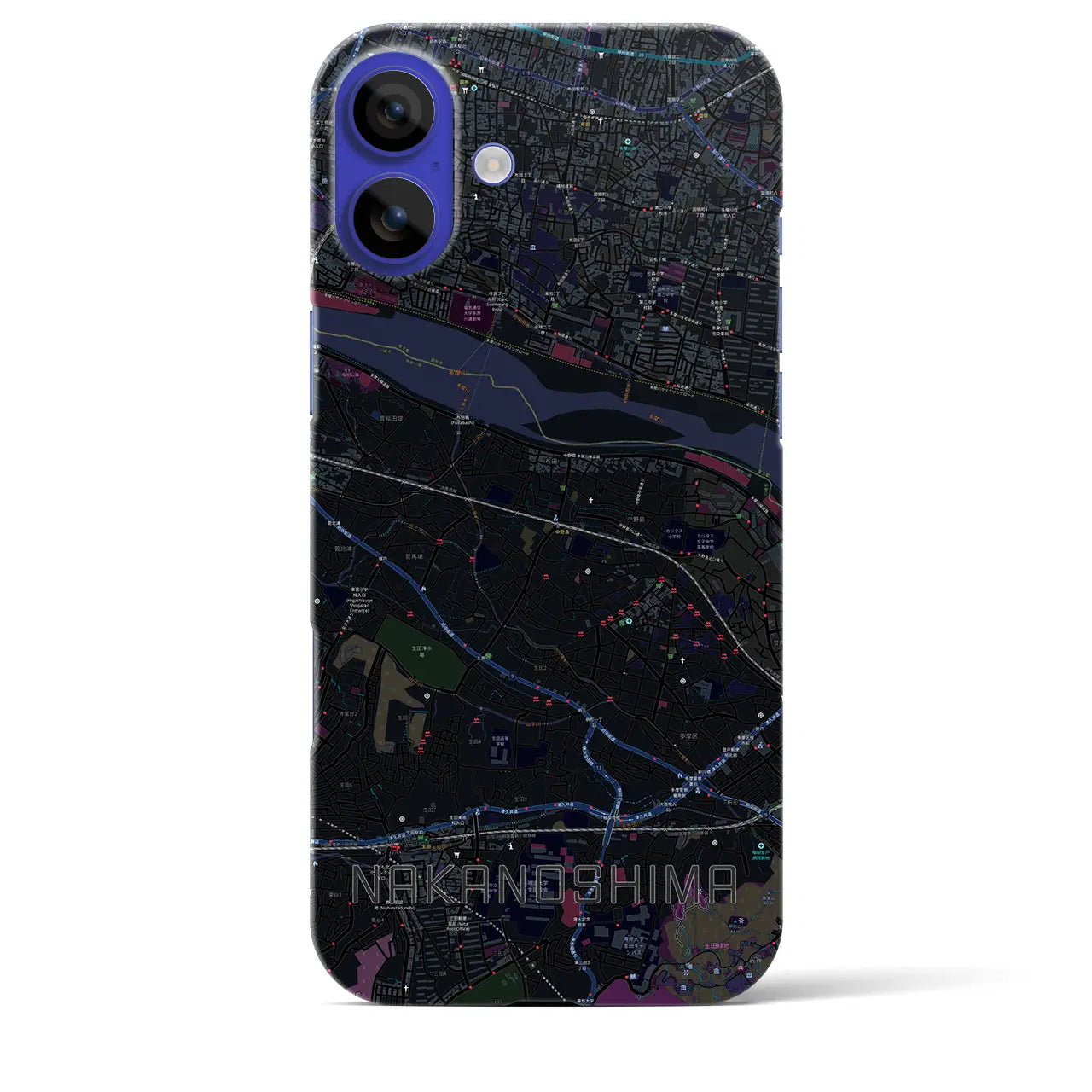 【中野島(神奈川県)】地図柄iPhoneケース(バックカバータイプ)