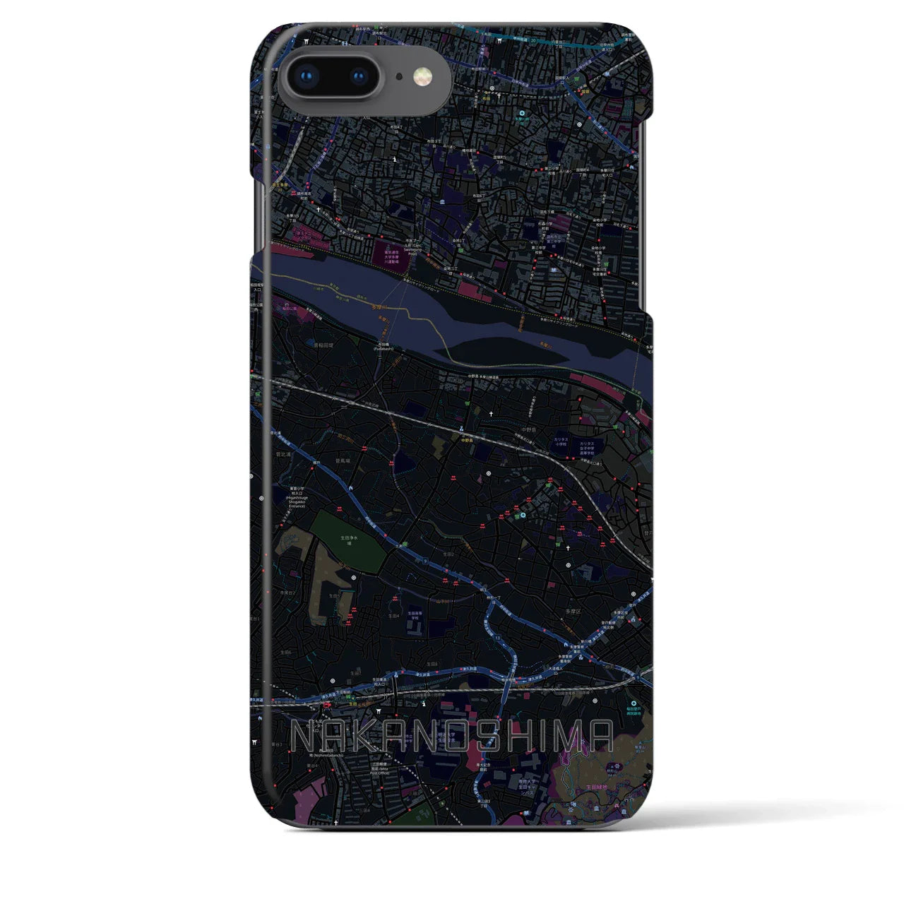 【中野島(神奈川県)】地図柄iPhoneケース(バックカバータイプ)